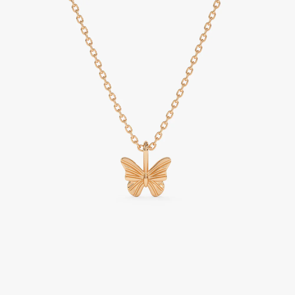 14k Mini Butterfly Charm Necklace - Image 6