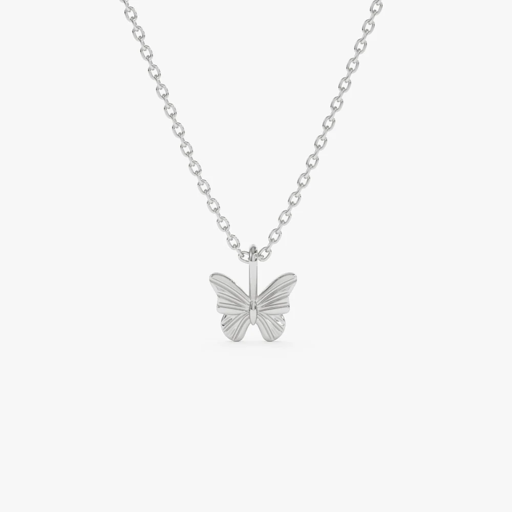 14k Mini Butterfly Charm Necklace - Image 7