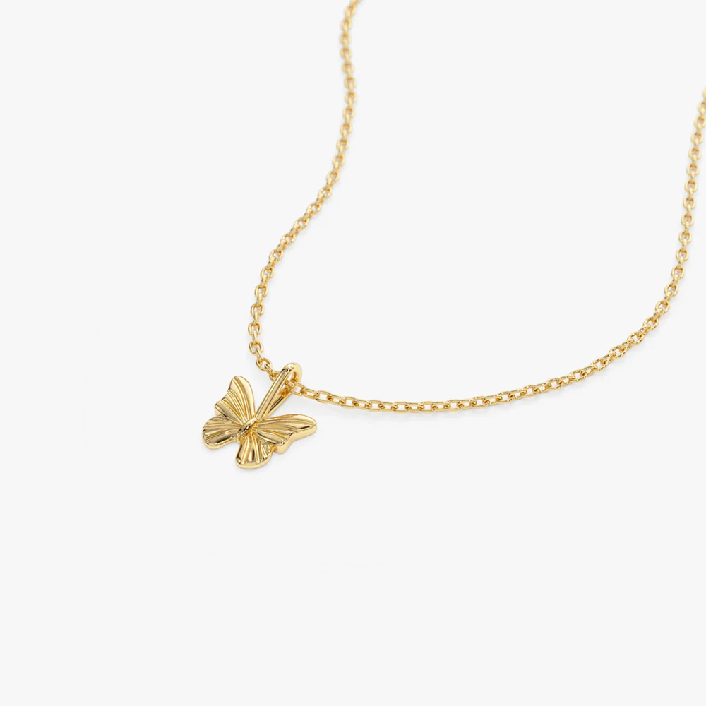 14k Mini Butterfly Charm Necklace - Image 8