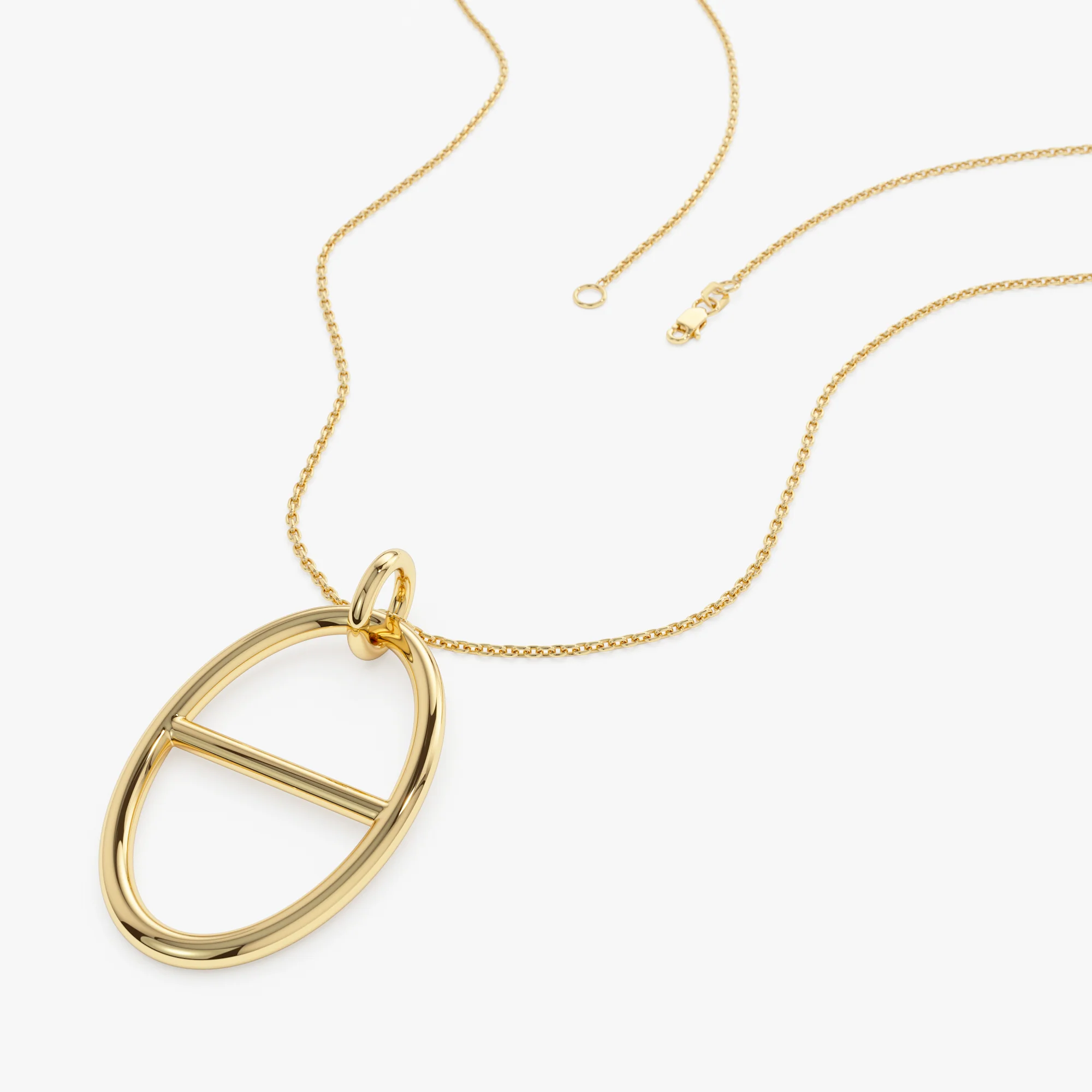 14k Minimalist Oval Pendant Necklace - Image 7