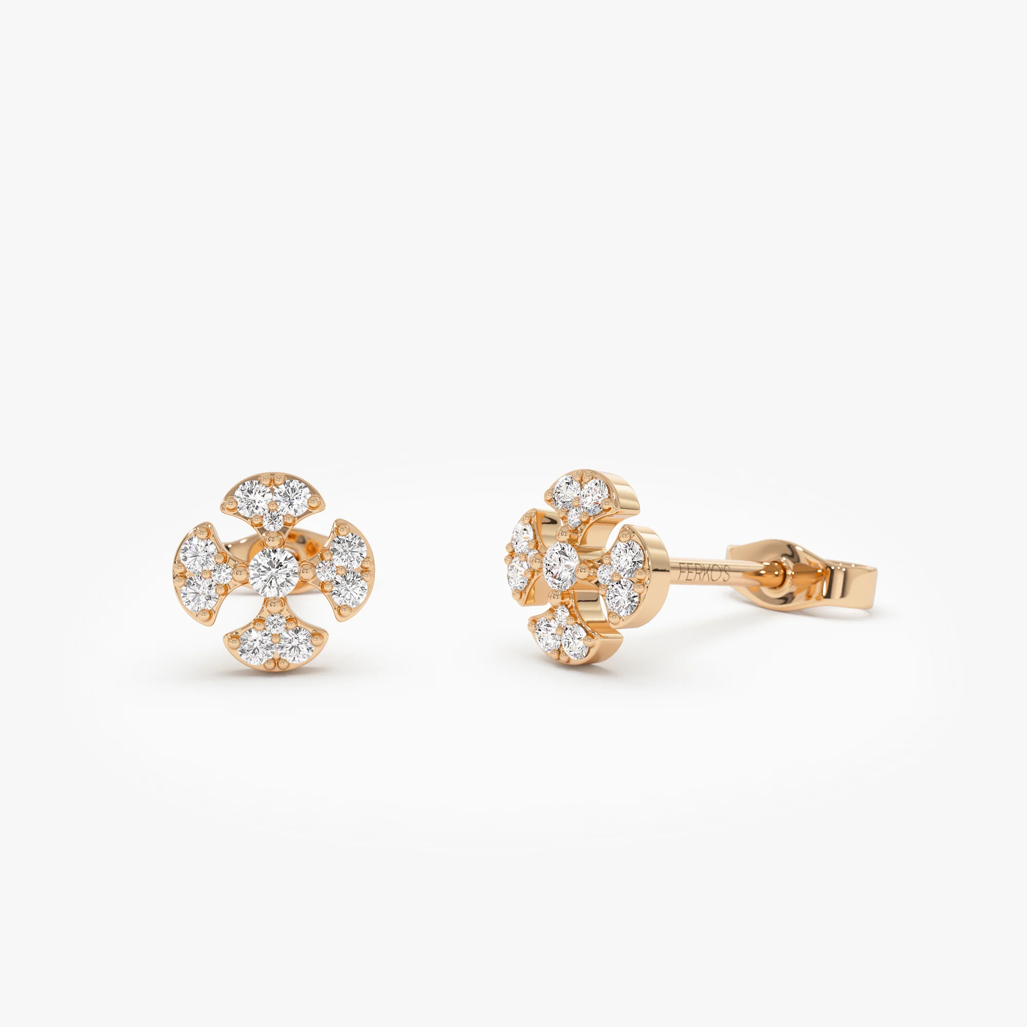 14K Minimalist Petal Diamond Cluster Studs - Image 6