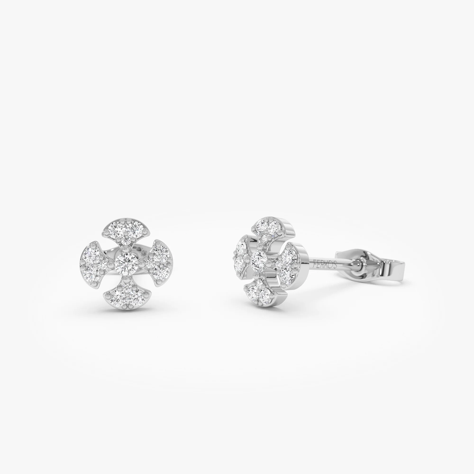 14K Minimalist Petal Diamond Cluster Studs - Image 7