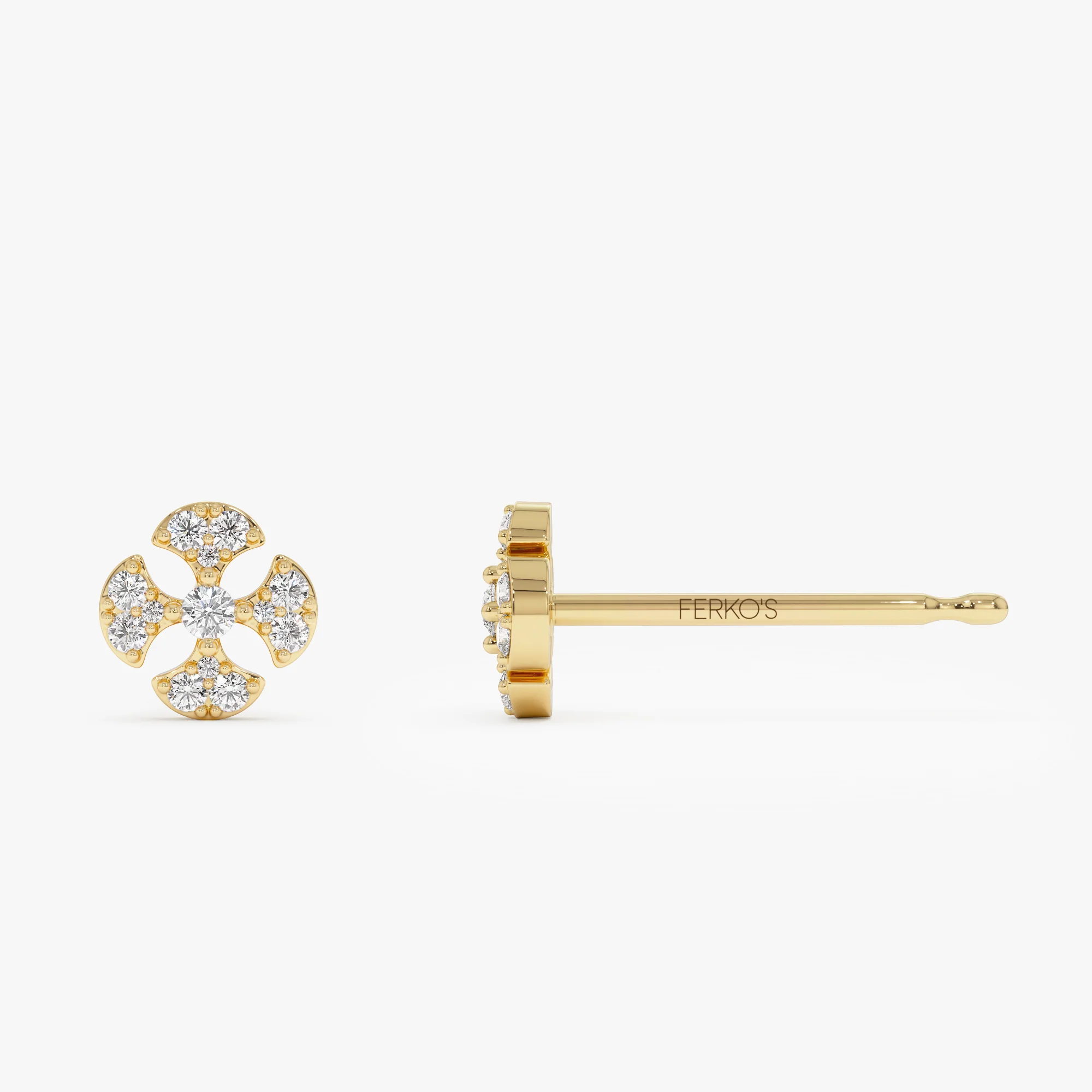 14K Minimalist Petal Diamond Cluster Studs - Image 8