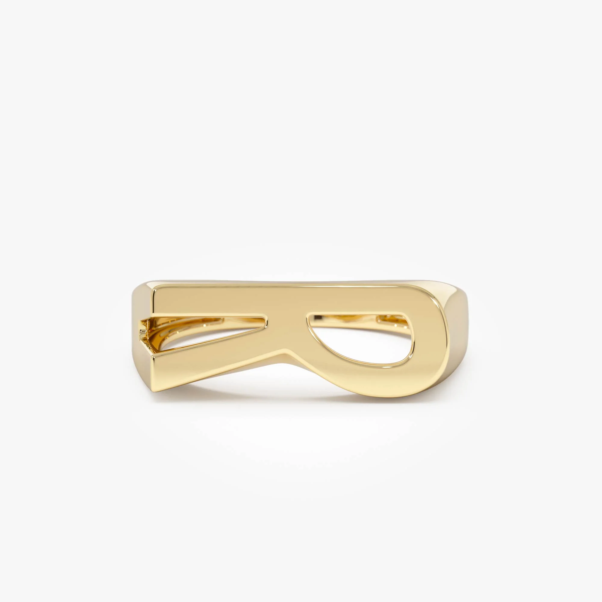 14k Gold Modern Abstract Personalized Initial Ring