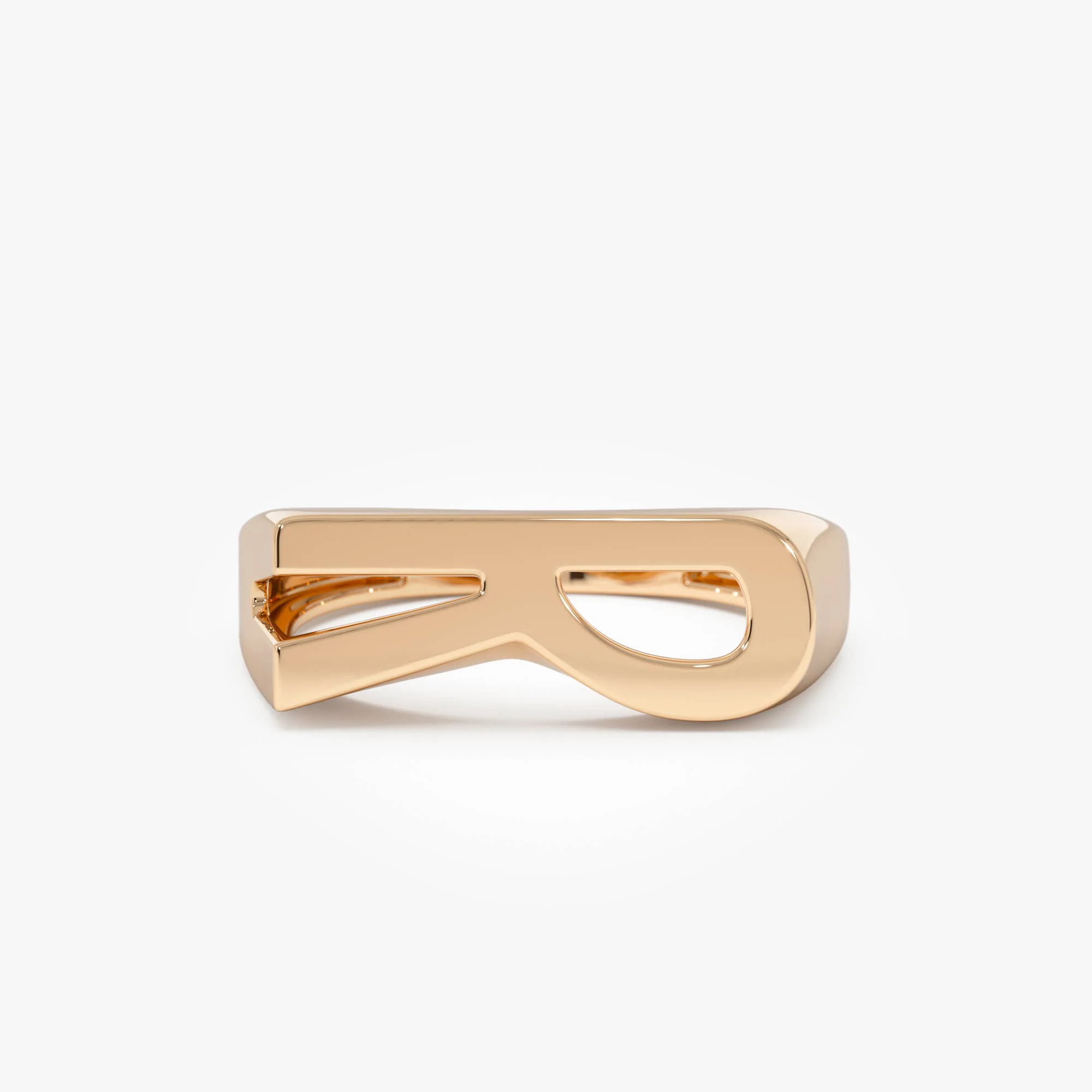 14k Gold Modern Abstract Personalized Initial Ring - Image 6