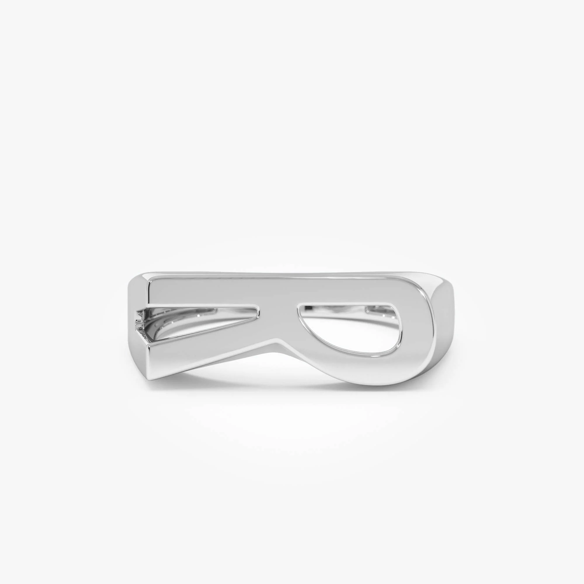 14k Gold Modern Abstract Personalized Initial Ring - Image 7