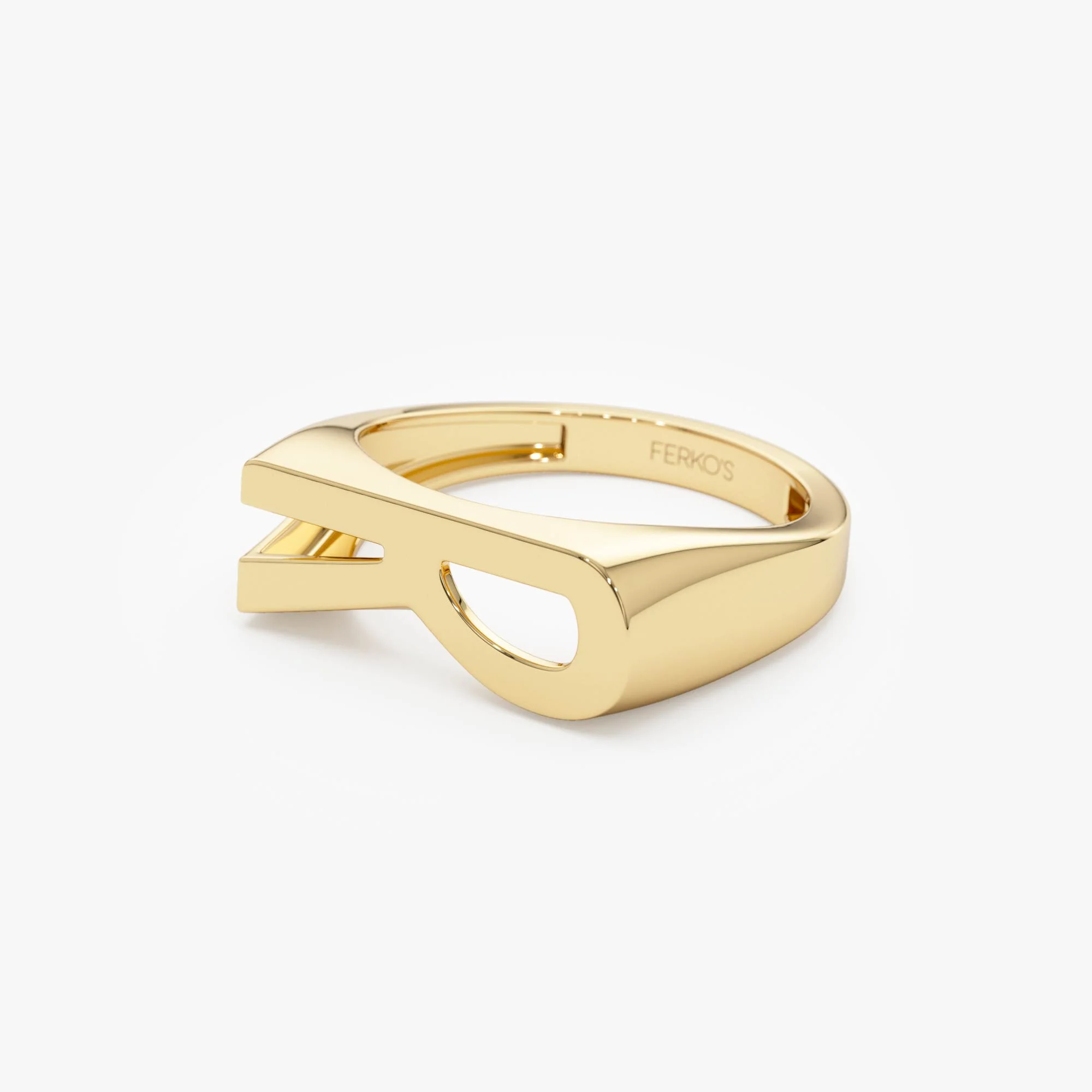 14k Gold Modern Abstract Personalized Initial Ring - Image 8