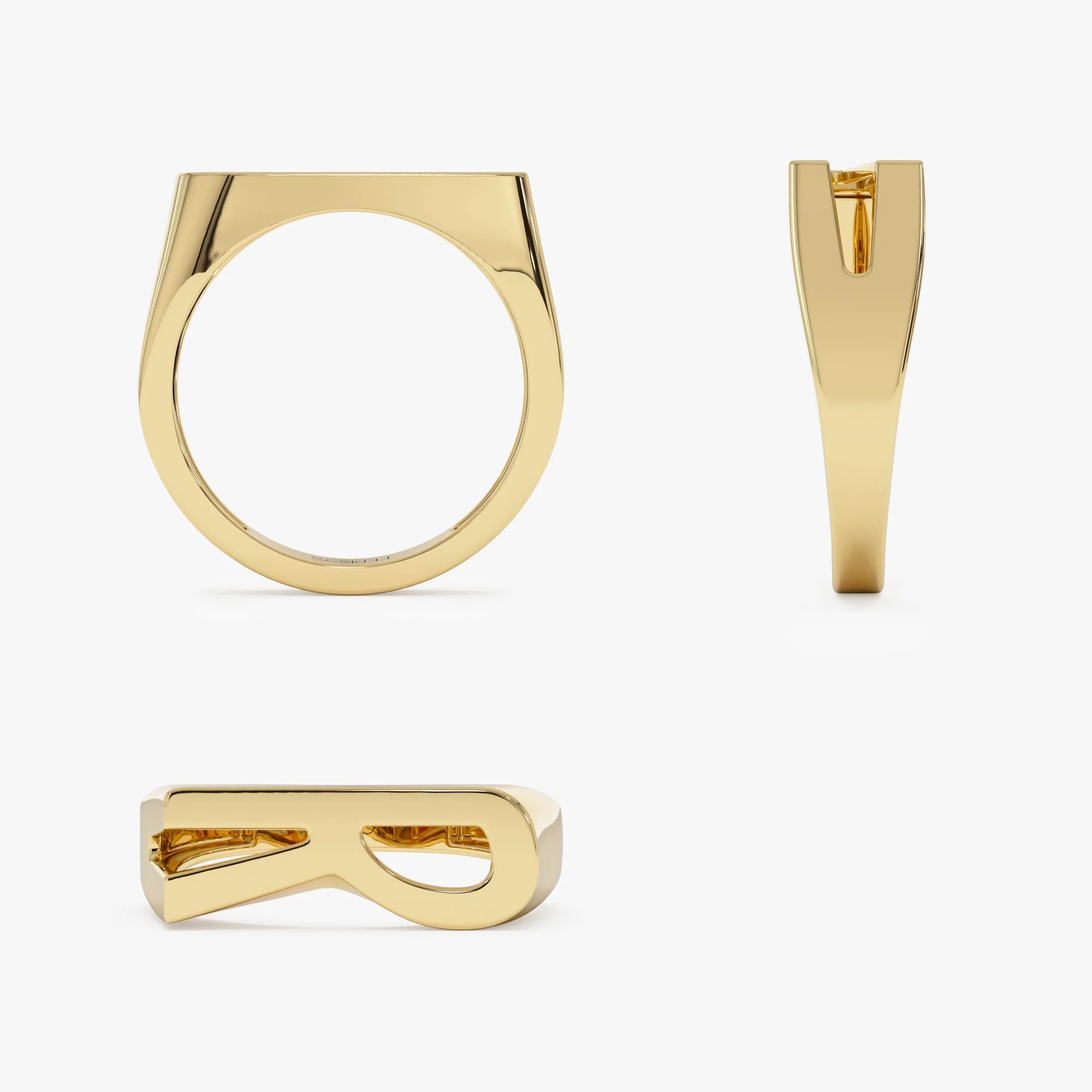 14k Gold Modern Abstract Personalized Initial Ring - Image 9