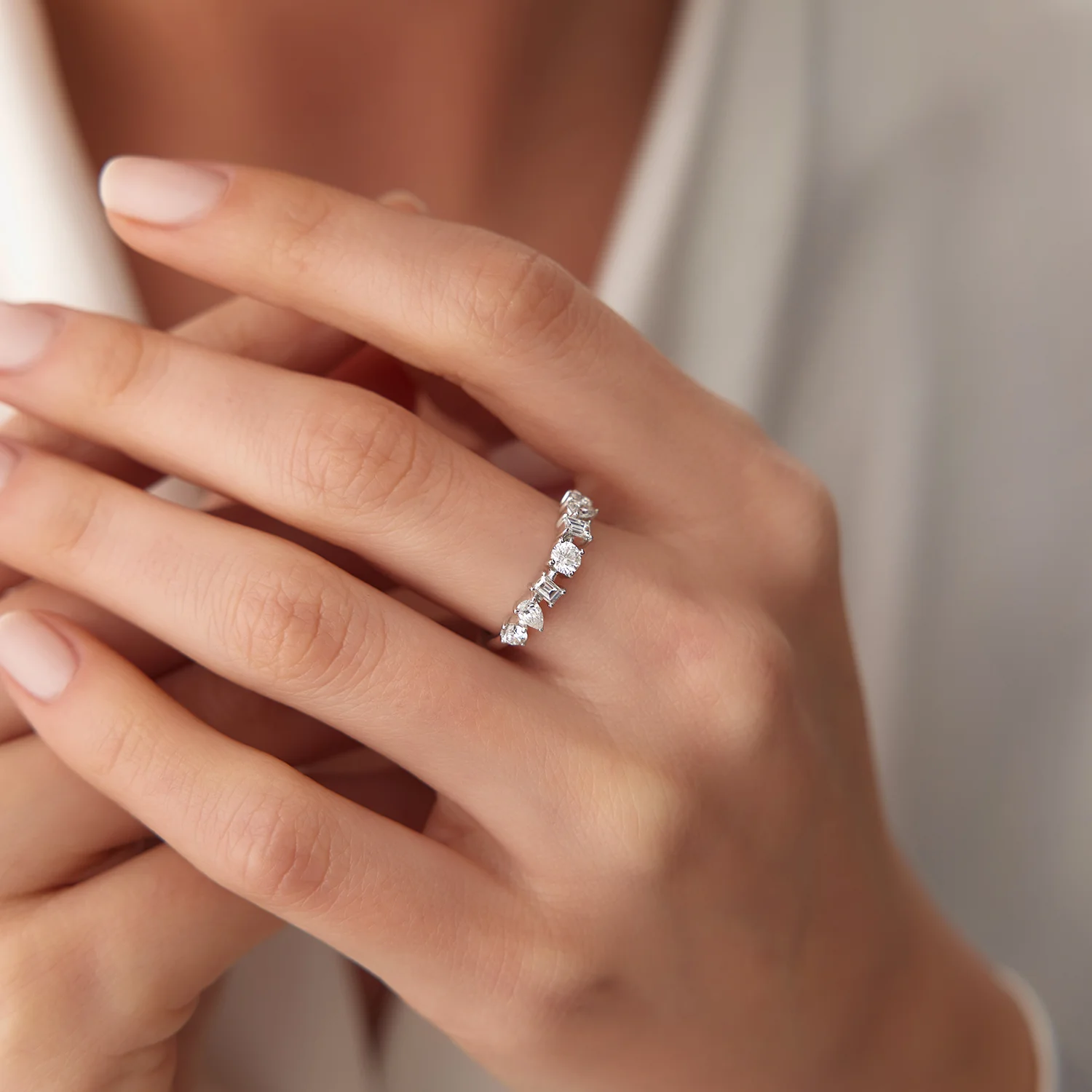 14k Mixed Cut Diamond Anniversary Ring - Image 5