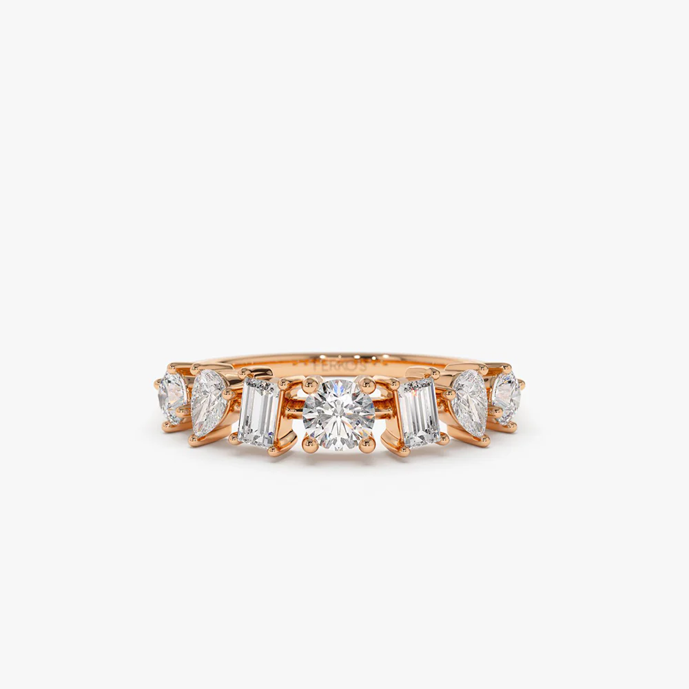 14k Mixed Cut Diamond Anniversary Ring - Image 6