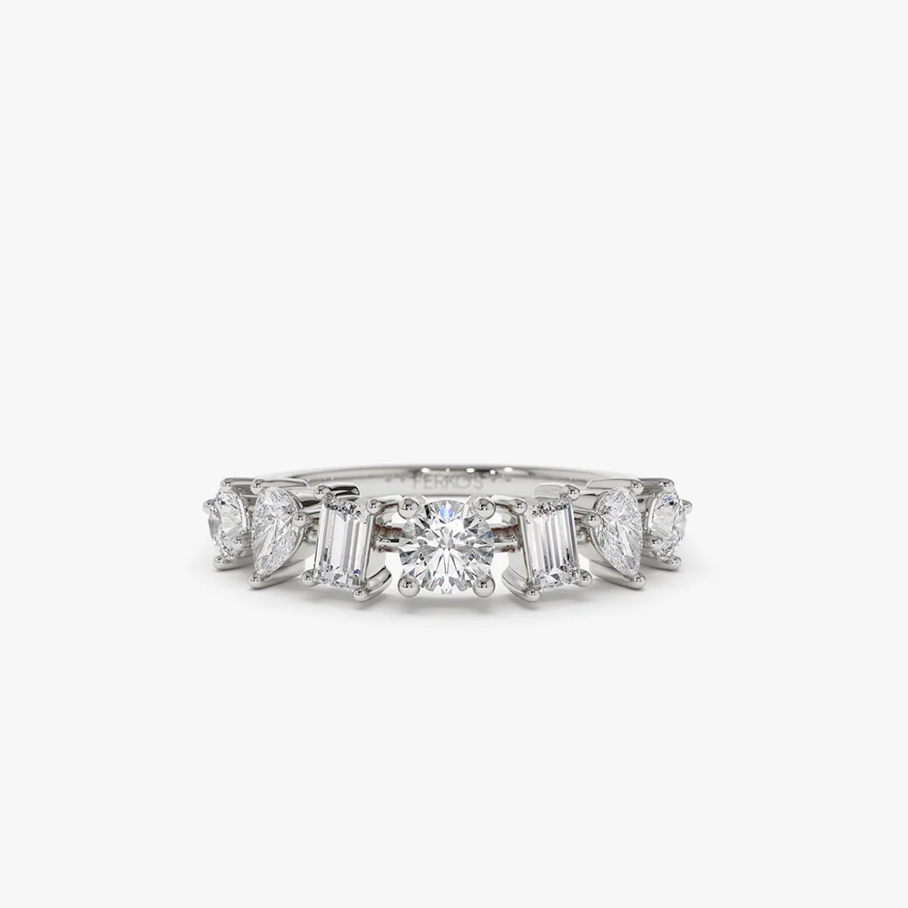 14k Mixed Cut Diamond Anniversary Ring - Image 7