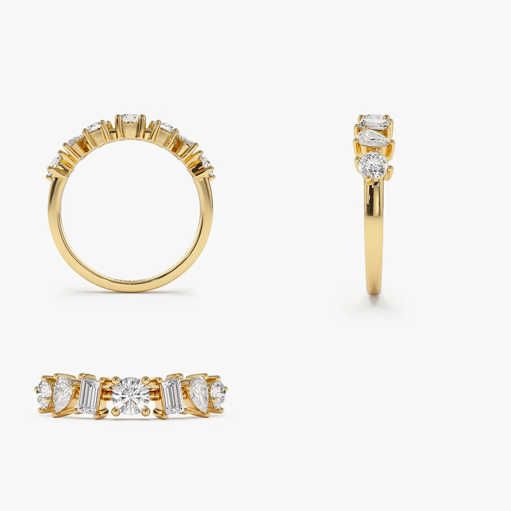 14k Mixed Cut Diamond Anniversary Ring - Image 9