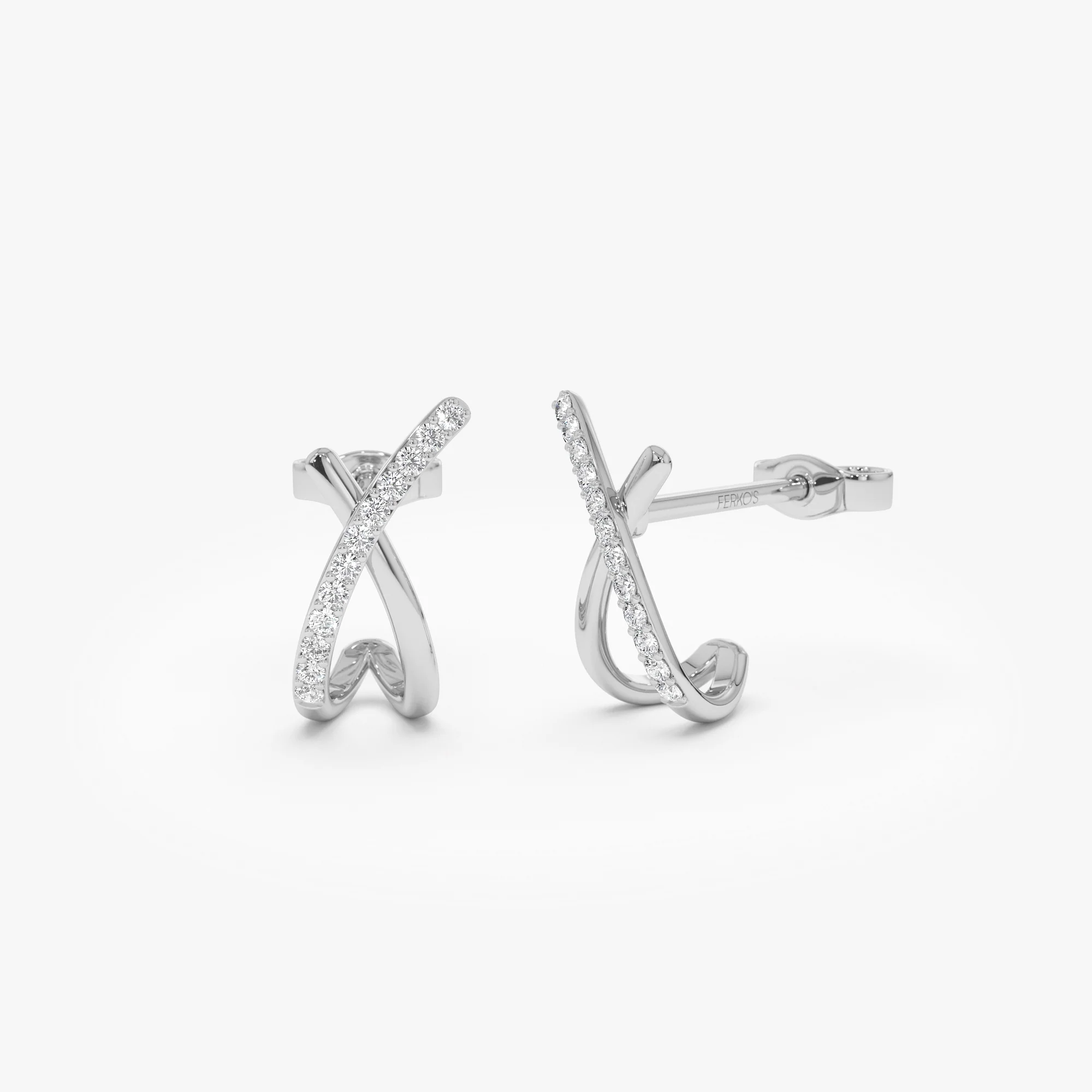 14k Moden X Design Diamond Studs - Image 5