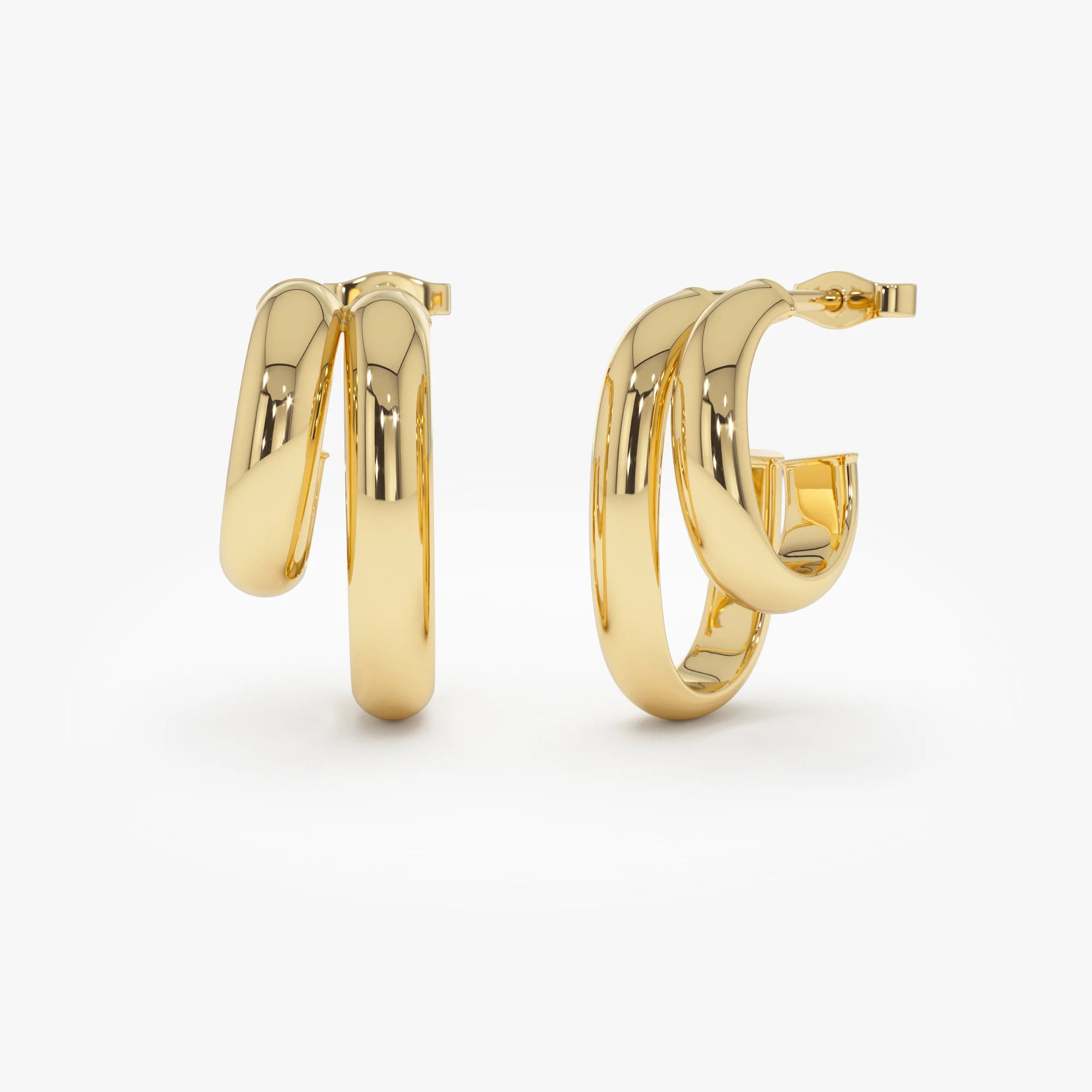 14k Modern Double Hoop Earrings