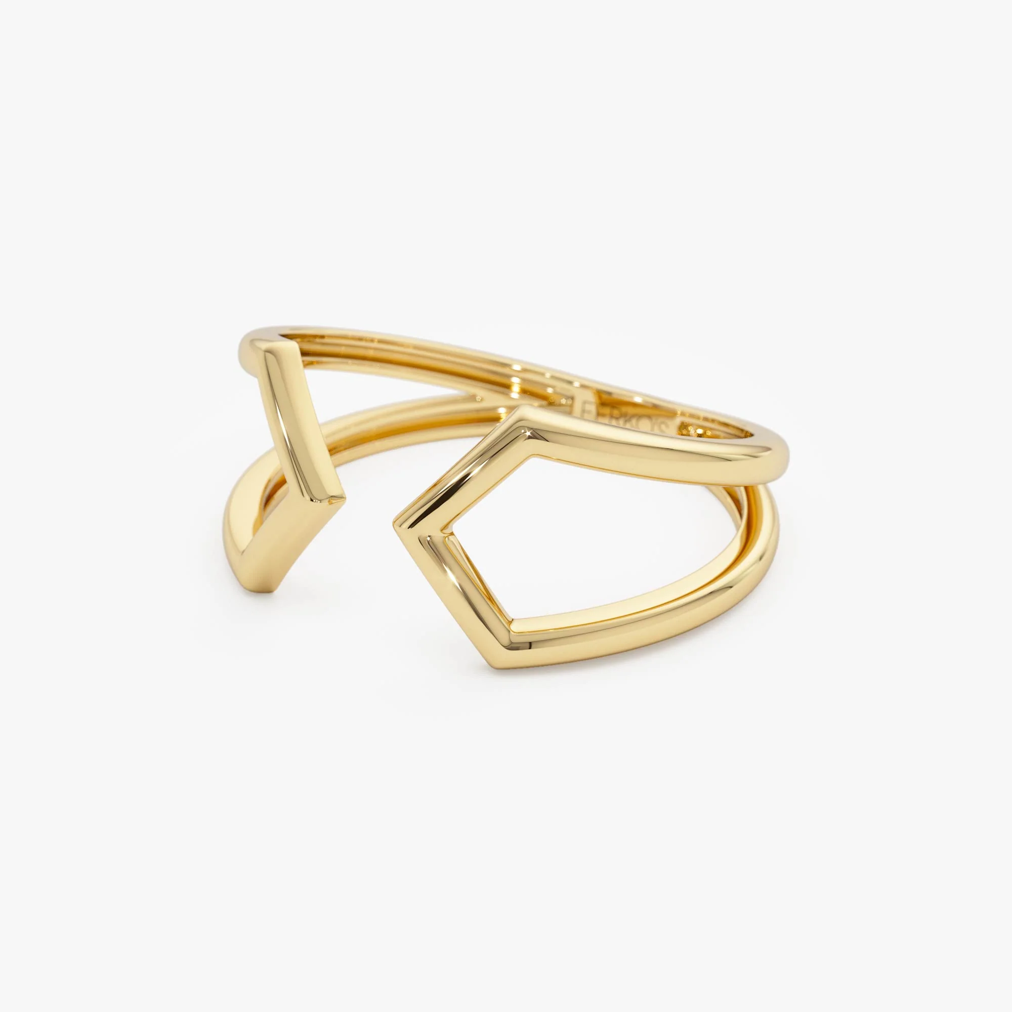 14k Modern Geometric Open Band Ring - Image 8