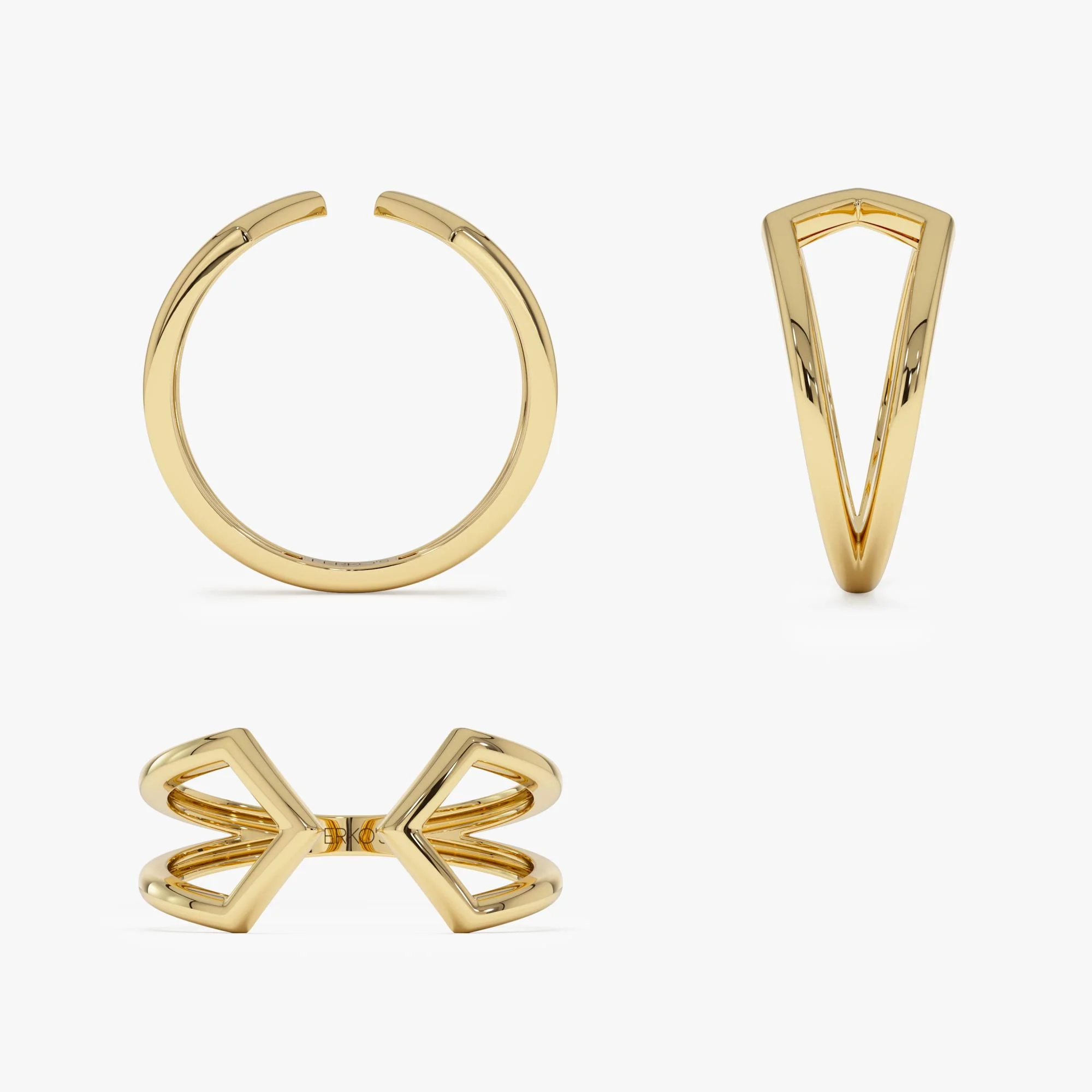 14k Modern Geometric Open Band Ring - Image 9