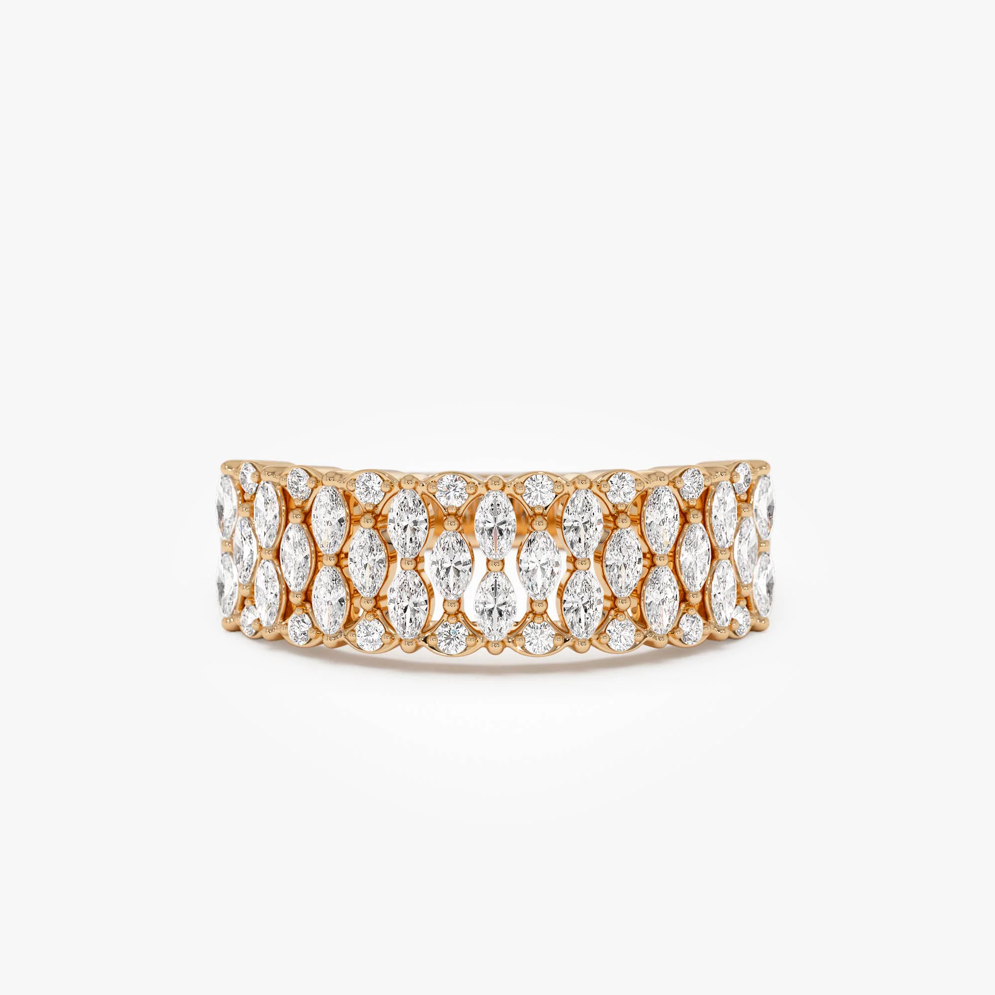14k Multi Row Marquise Diamond Anniversary Ring - Image 5