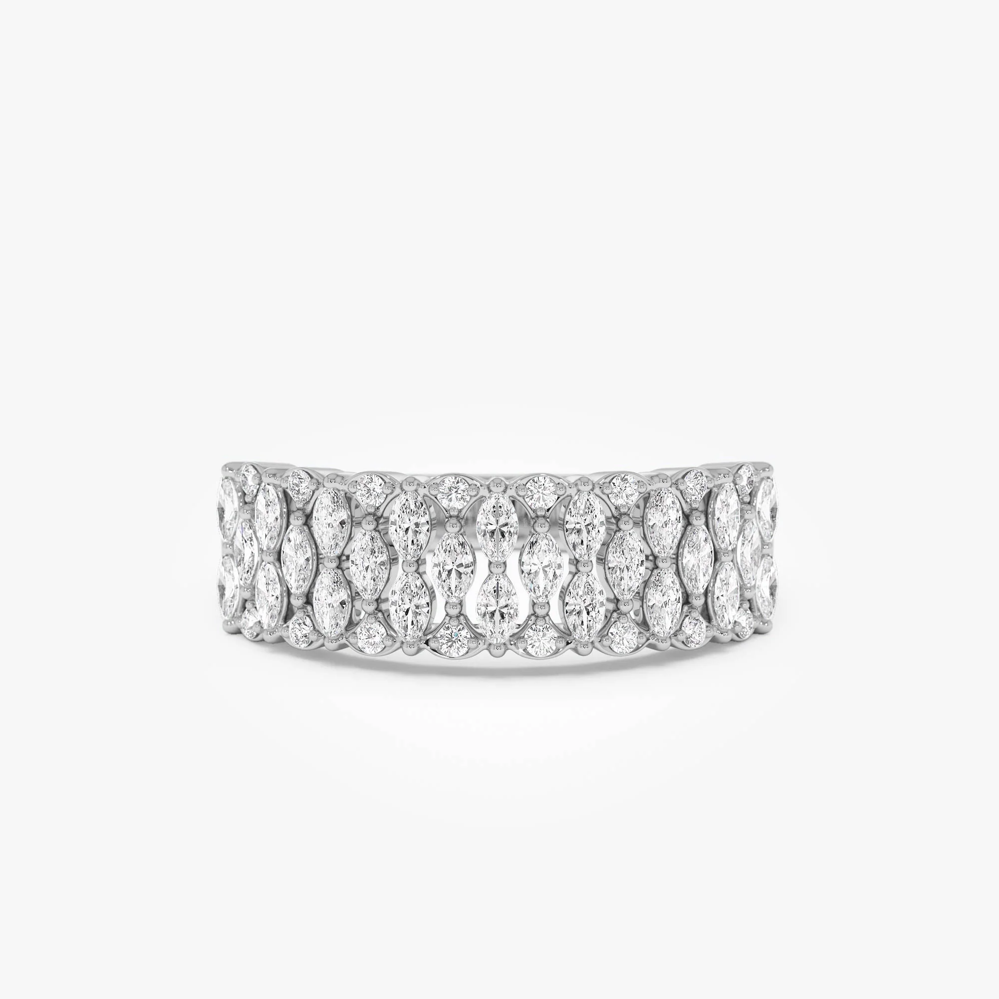 14k Multi Row Marquise Diamond Anniversary Ring - Image 6