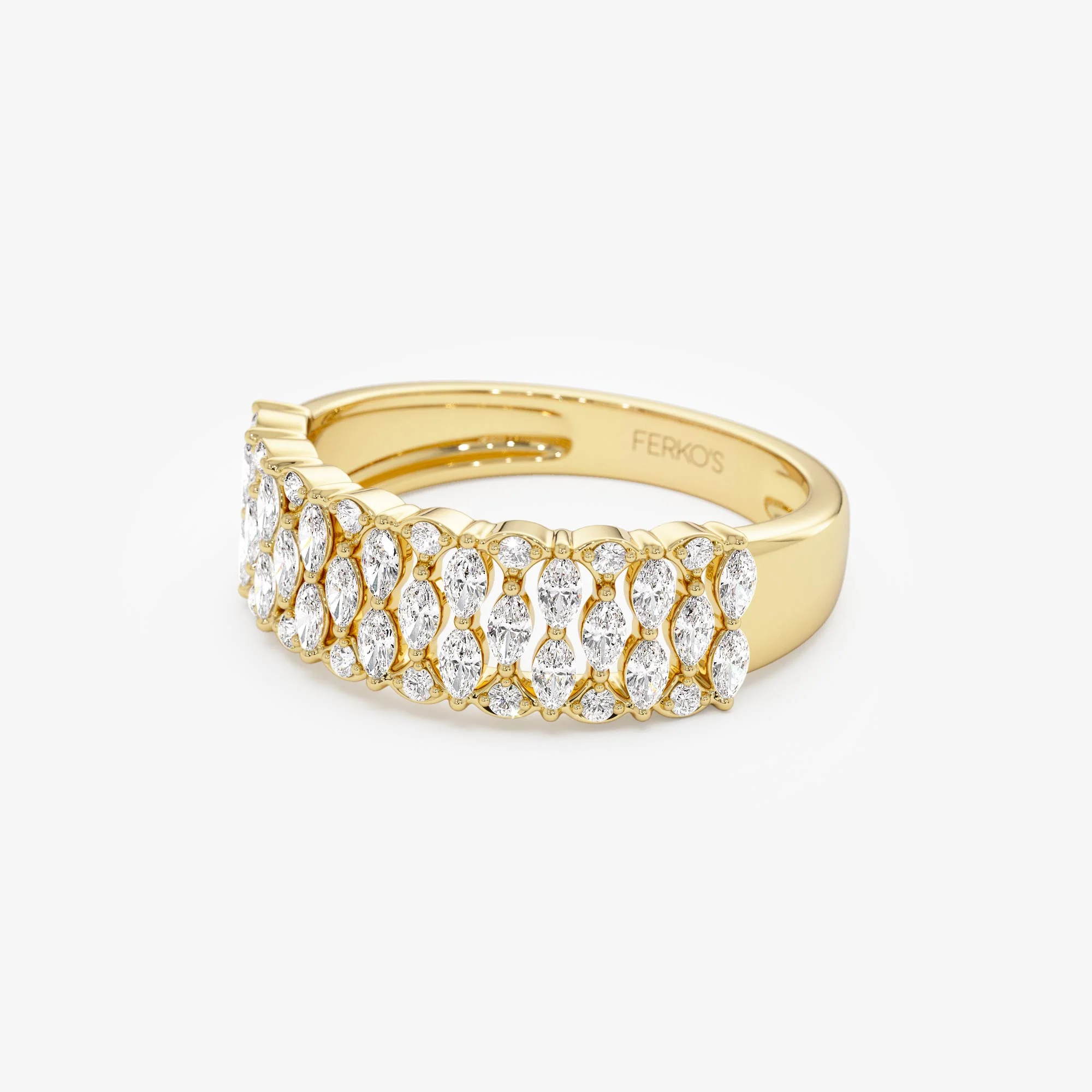 14k Multi Row Marquise Diamond Anniversary Ring - Image 7