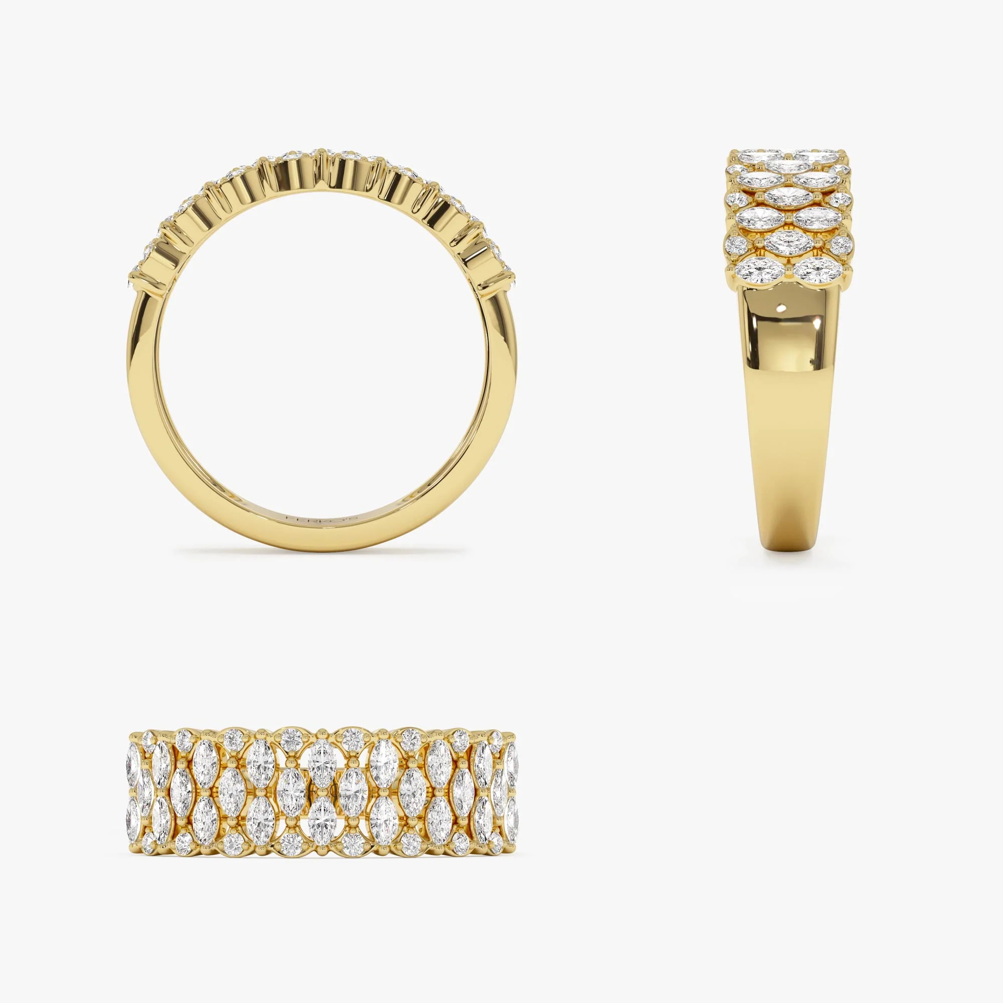 14k Multi Row Marquise Diamond Anniversary Ring - Image 8