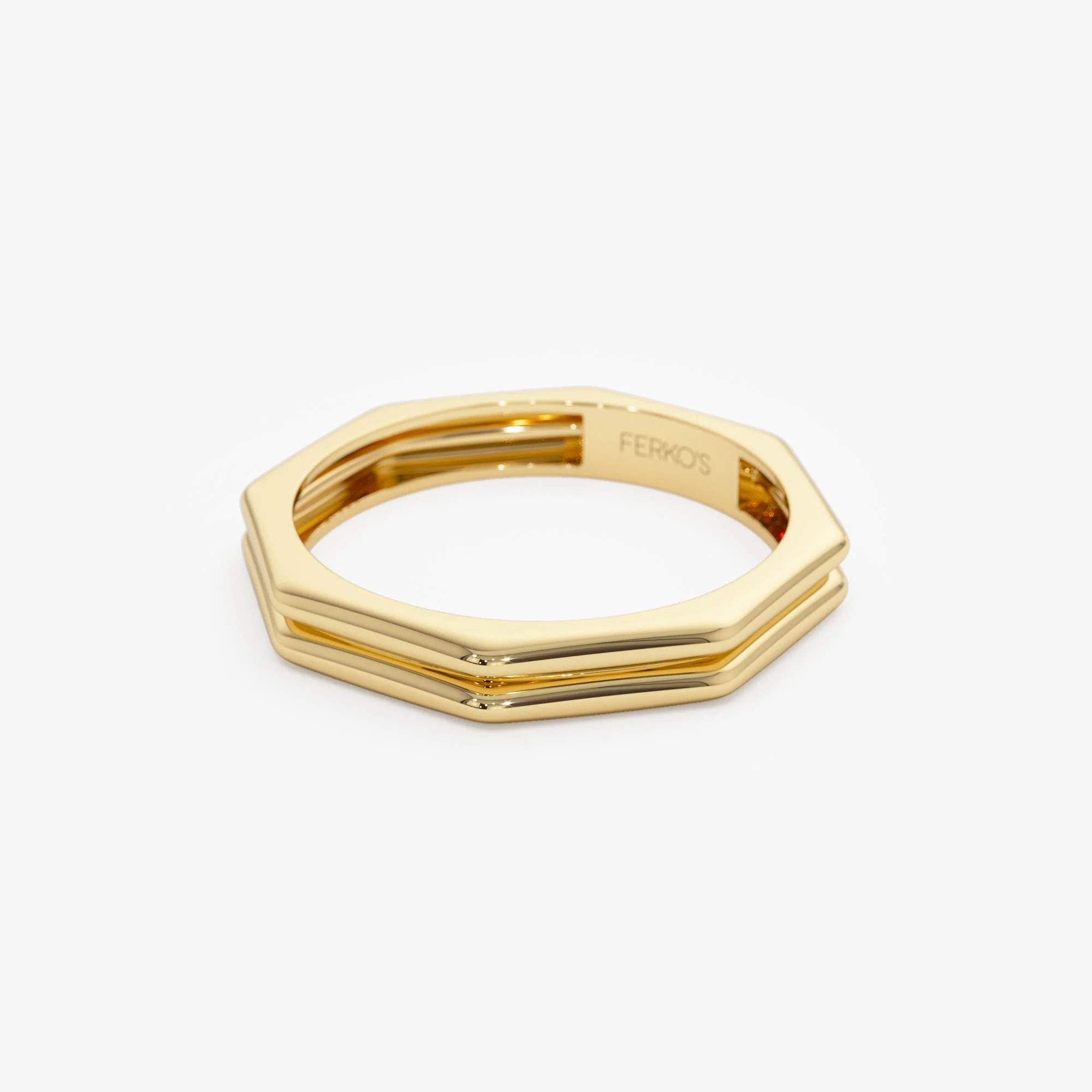 14K Octagon Double Band Ring - Image 10