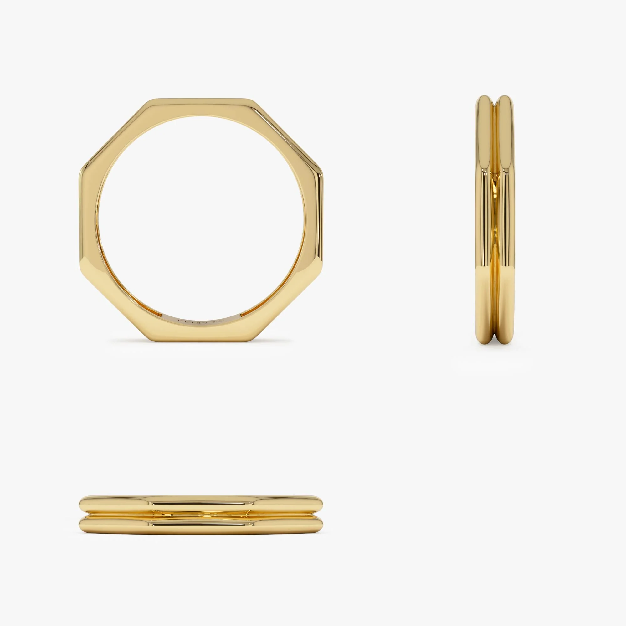 14K Octagon Double Band Ring - Image 11