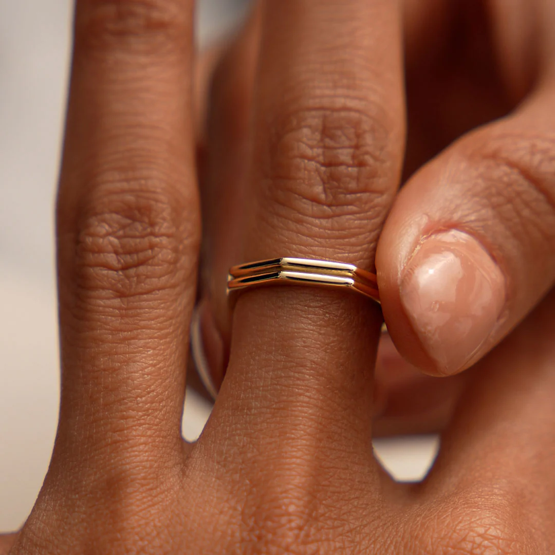 14K Octagon Double Band Ring - Image 3
