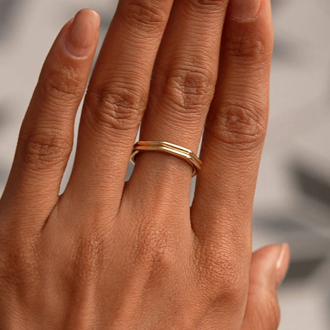 14K Octagon Double Band Ring - Image 5