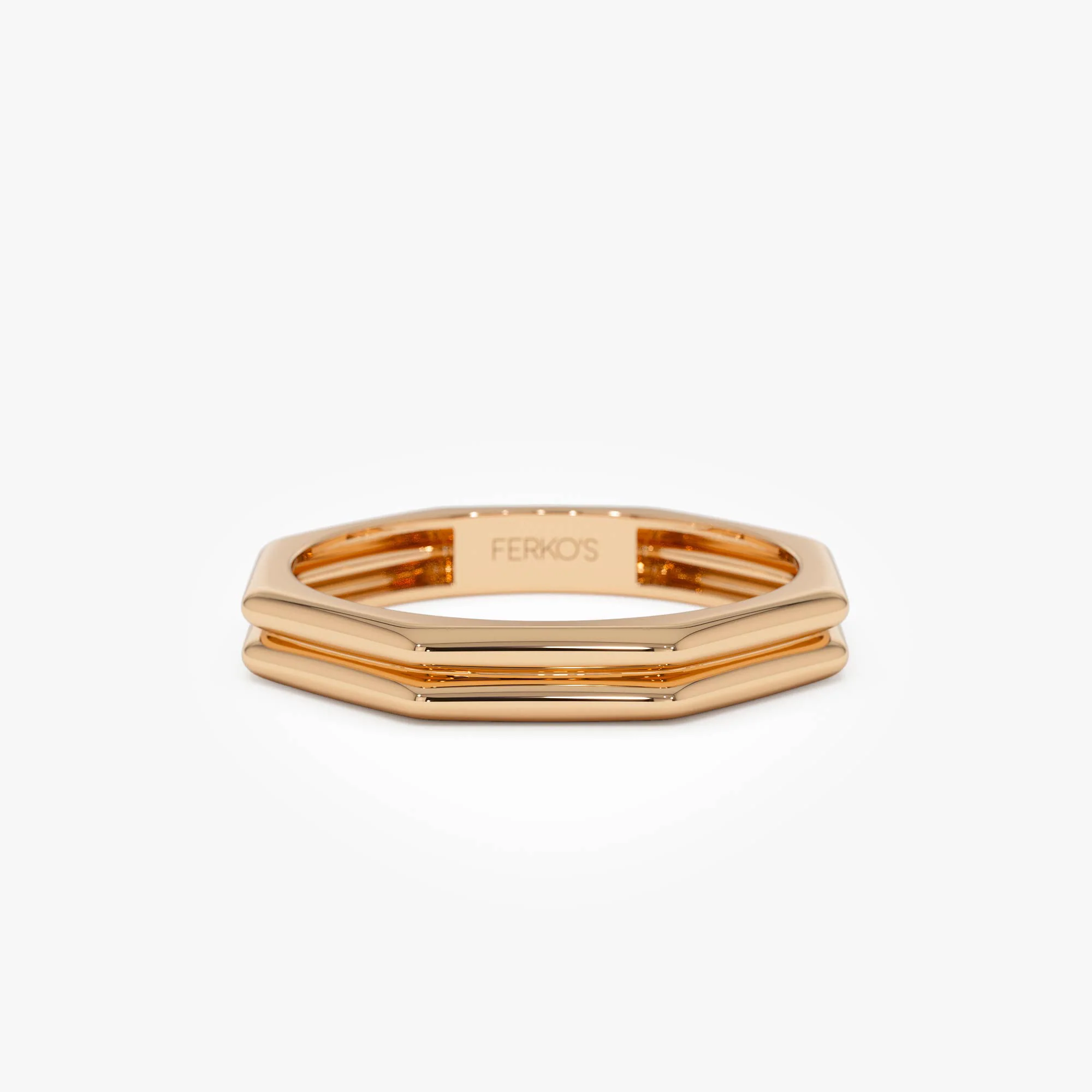 14K Octagon Double Band Ring - Image 8