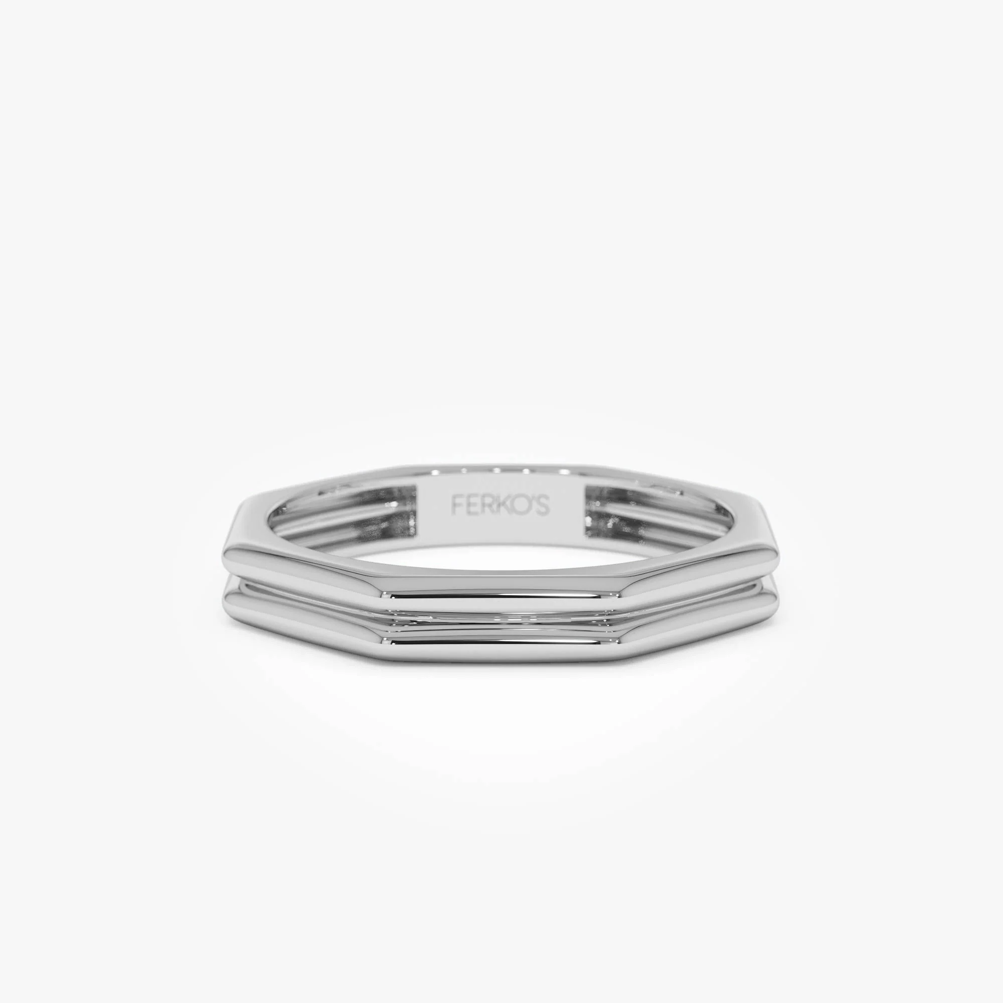 14K Octagon Double Band Ring - Image 9