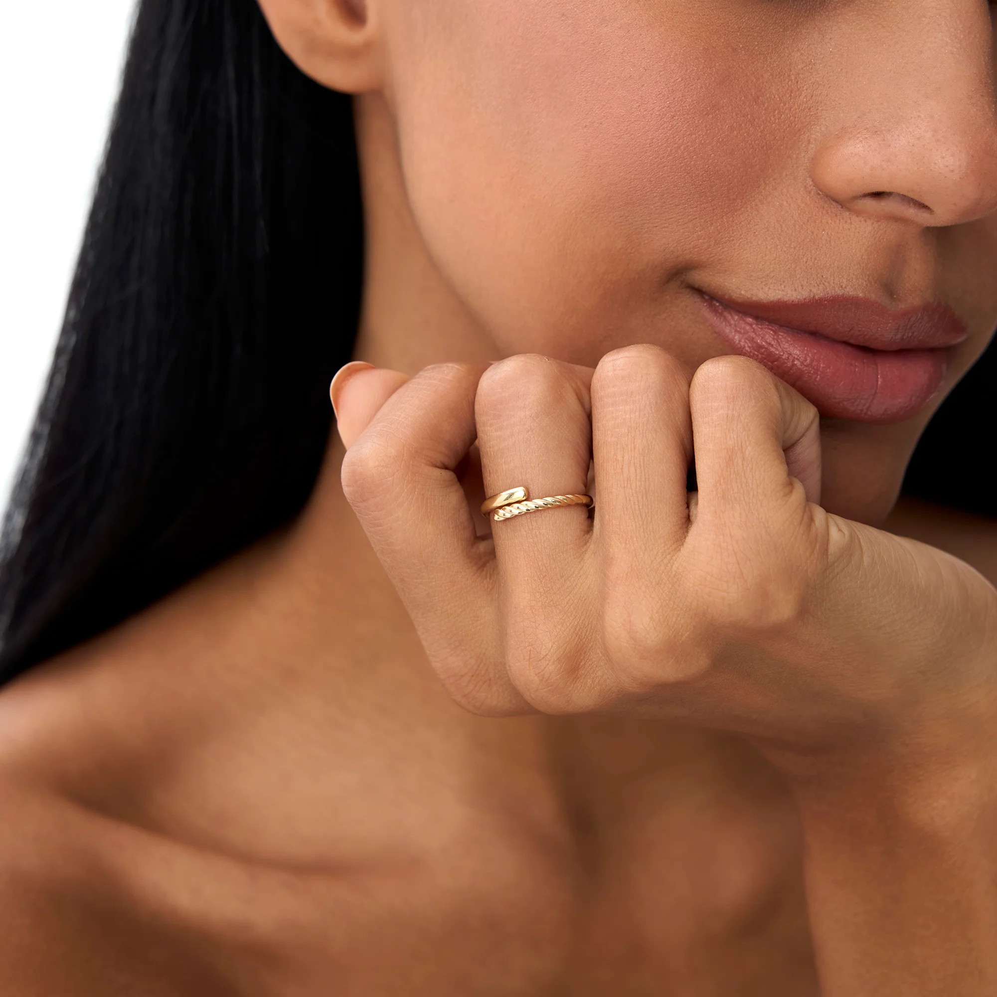 14k Open Band Twist Rope Design Ring - Image 2