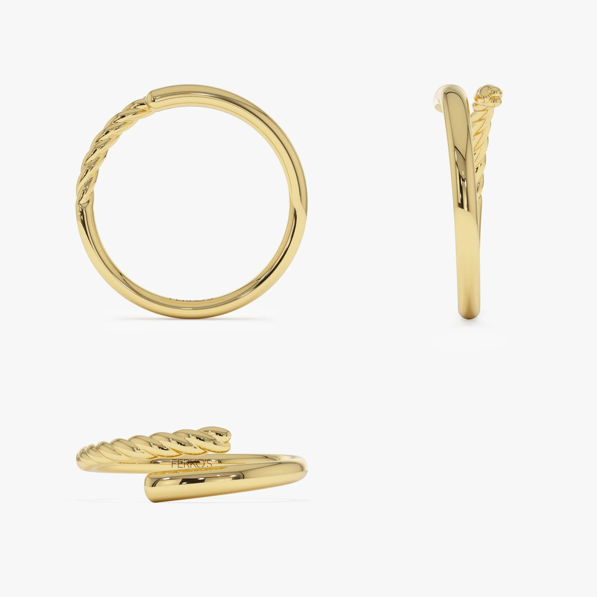 14k Open Band Twist Rope Design Ring - Image 8