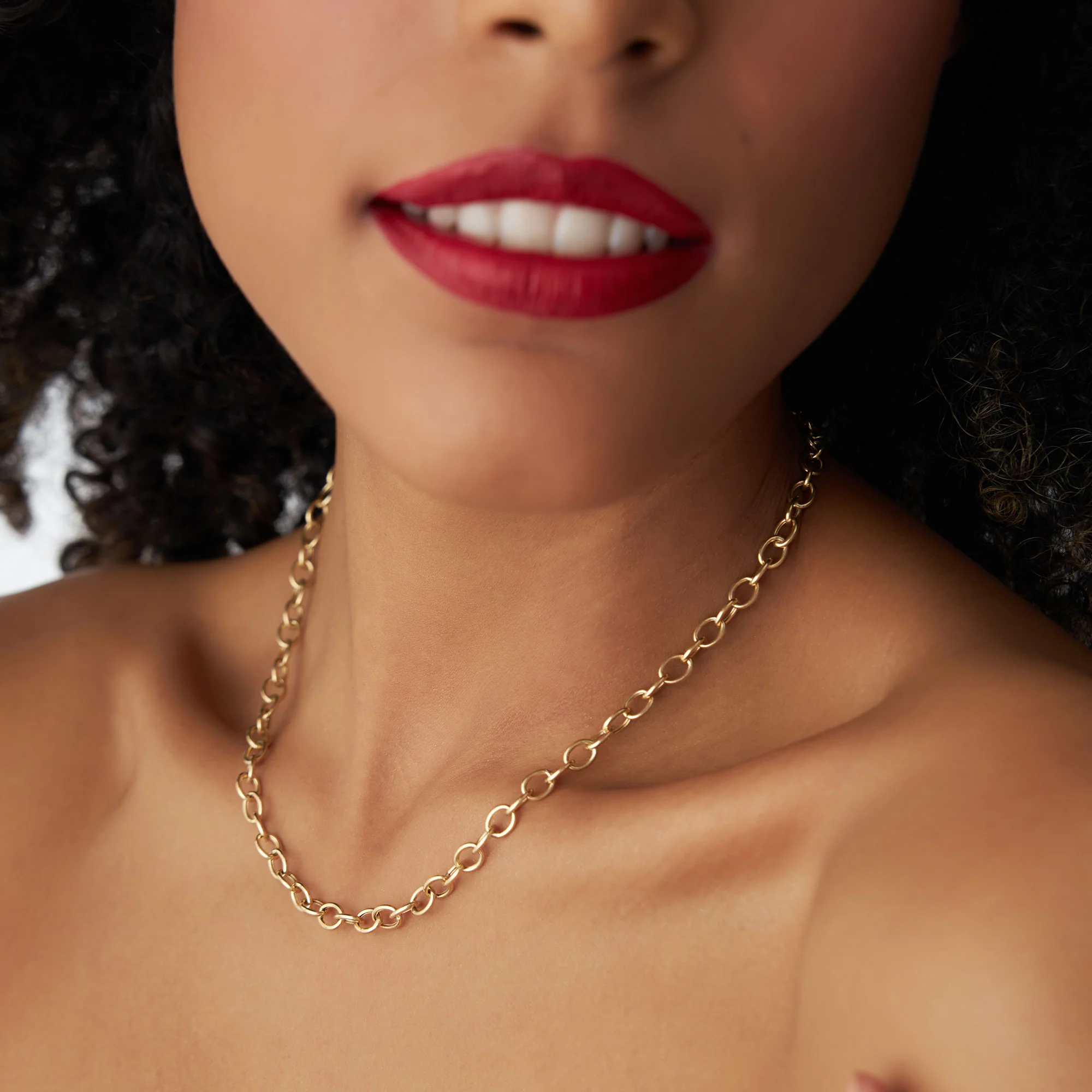 14k Oval Link Cable Chain Necklace - Image 3