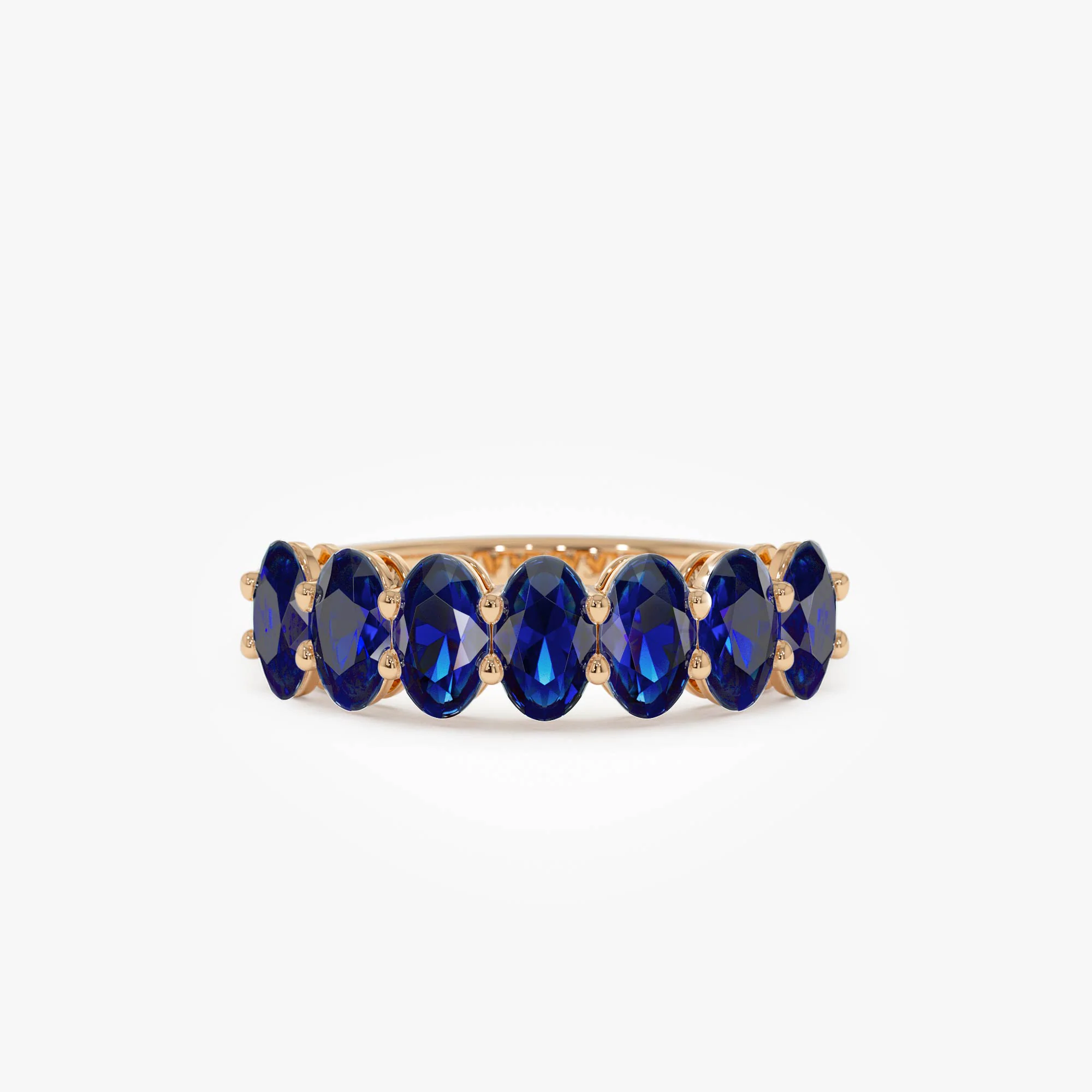 14k Oval Shaped Basket Setting Sapphire Ring - Image 6