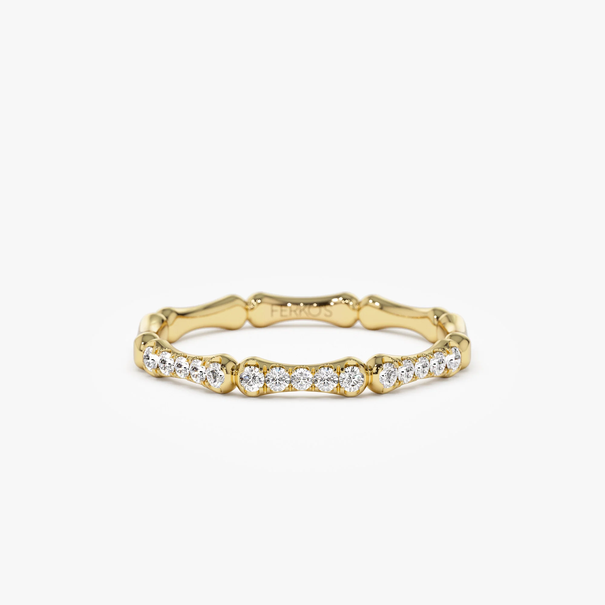 14k Pave Diamond Bamboo Ring