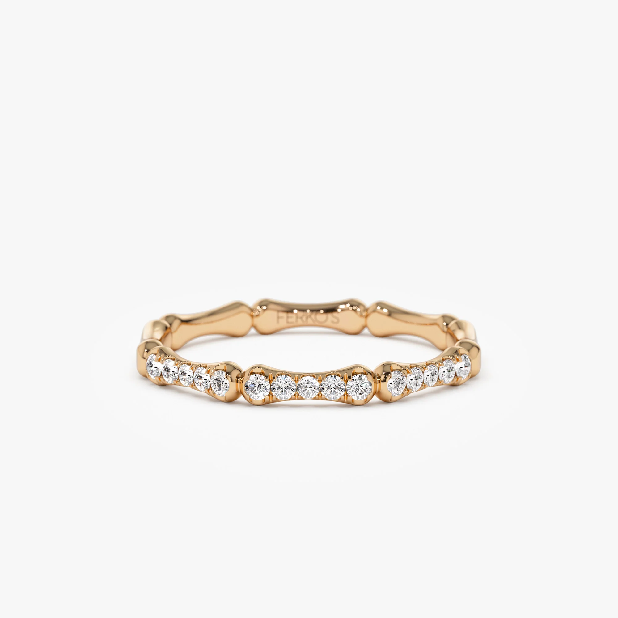 14k Pave Diamond Bamboo Ring - Image 4
