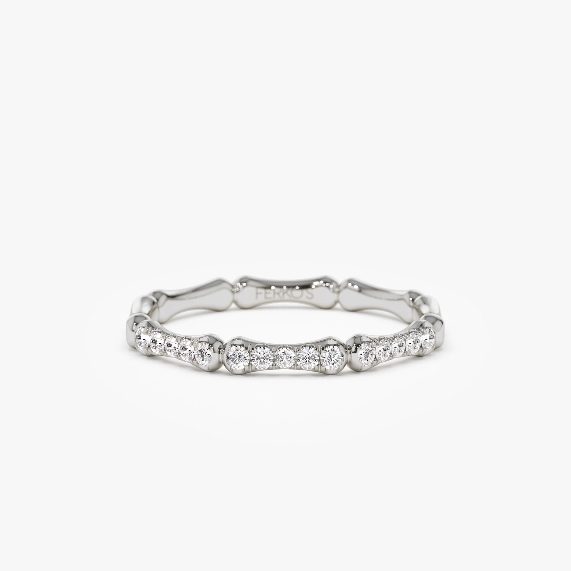 14k Pave Diamond Bamboo Ring - Image 5
