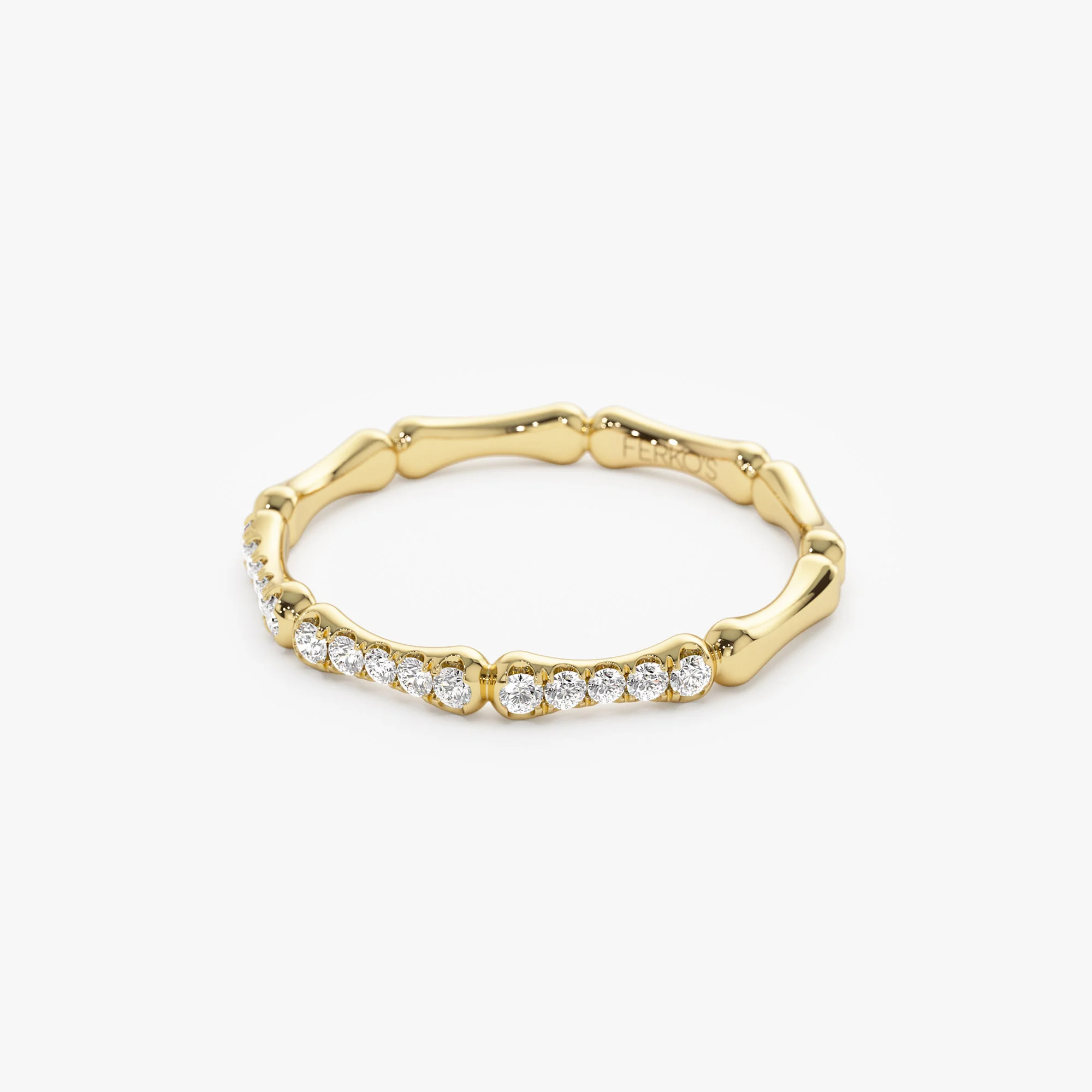 14k Pave Diamond Bamboo Ring - Image 6