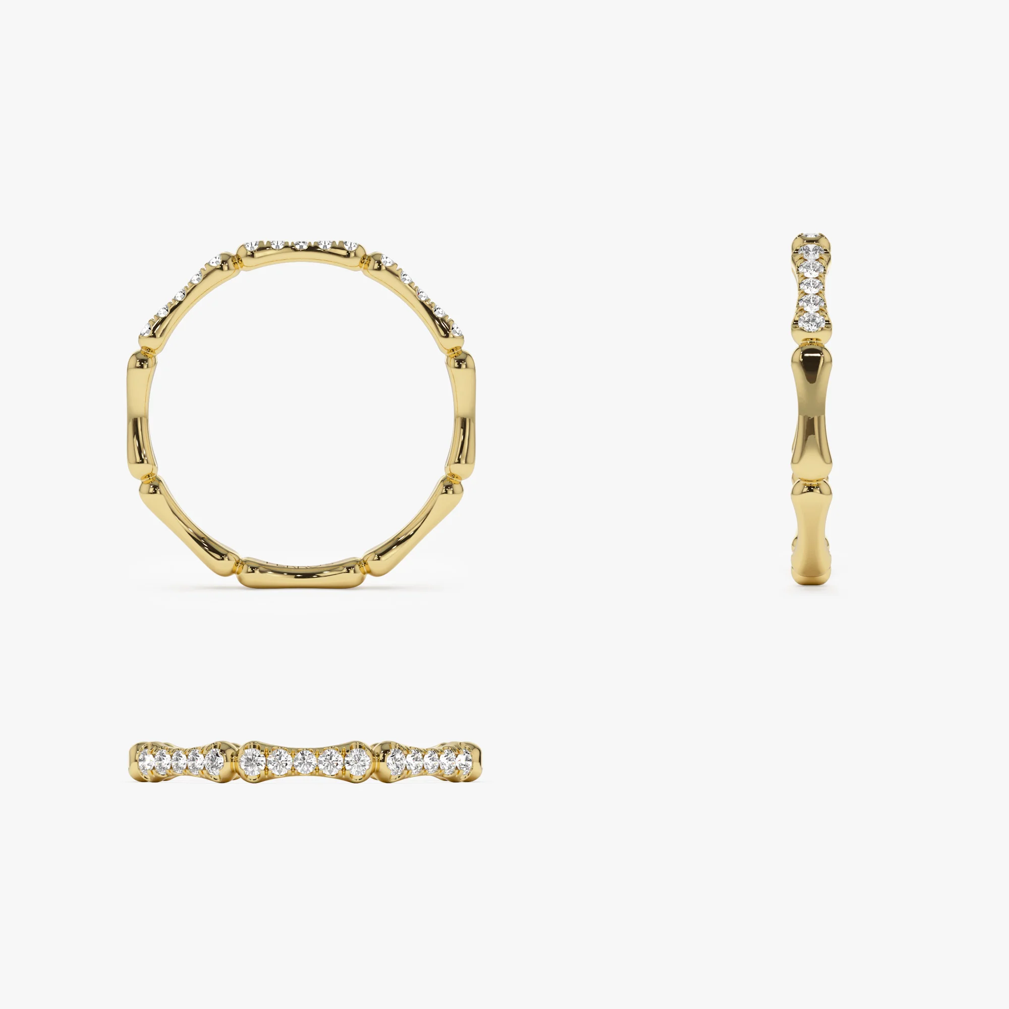 14k Pave Diamond Bamboo Ring - Image 7