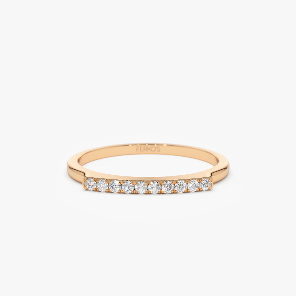 14k Pave Diamond Bar Ring - Image 6