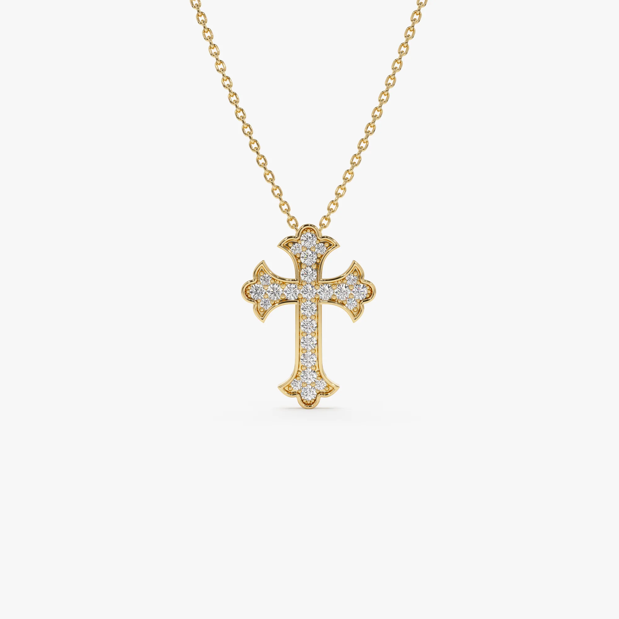 14k Pave Setting Gothic Diamond Cross