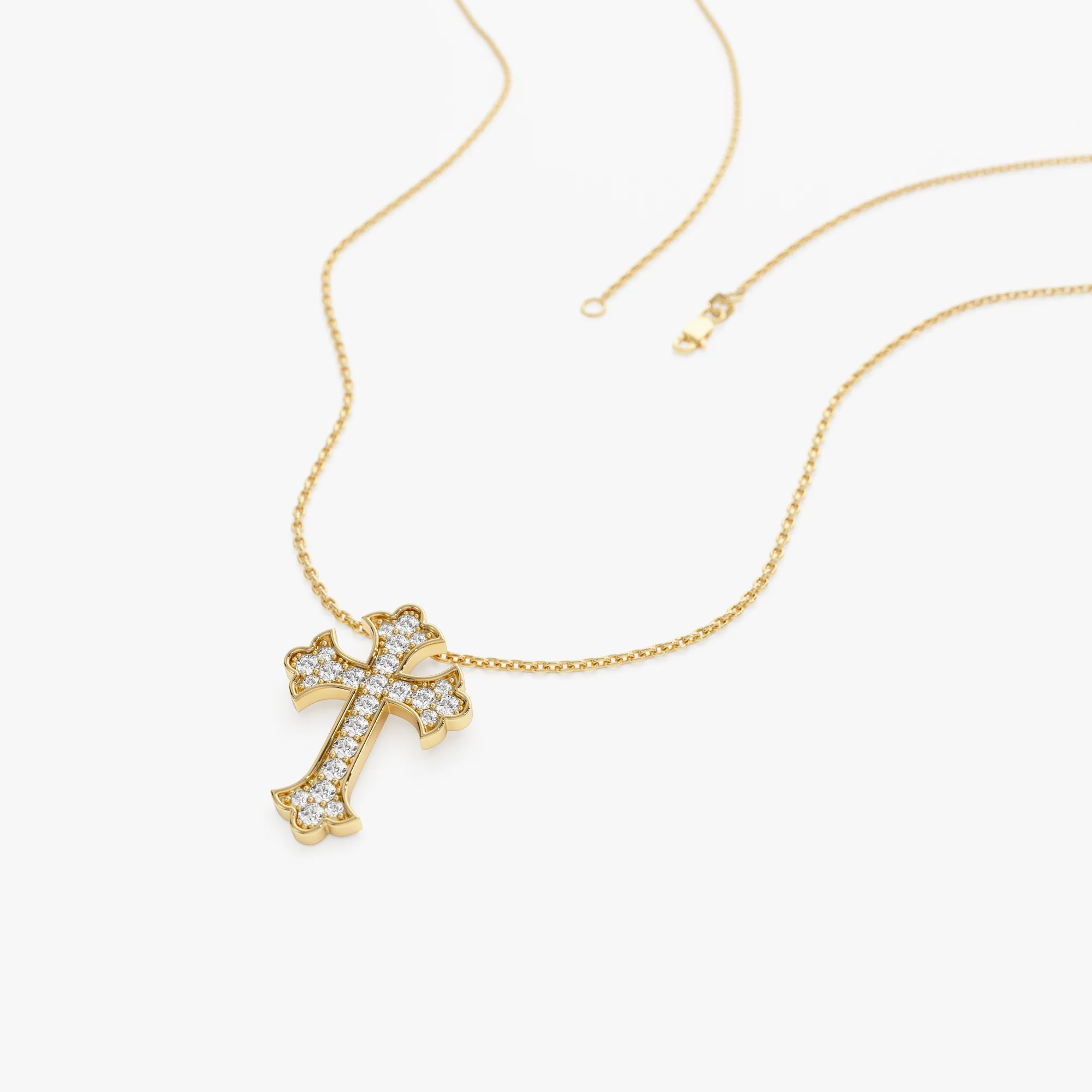 14k Pave Setting Gothic Diamond Cross - Image 8