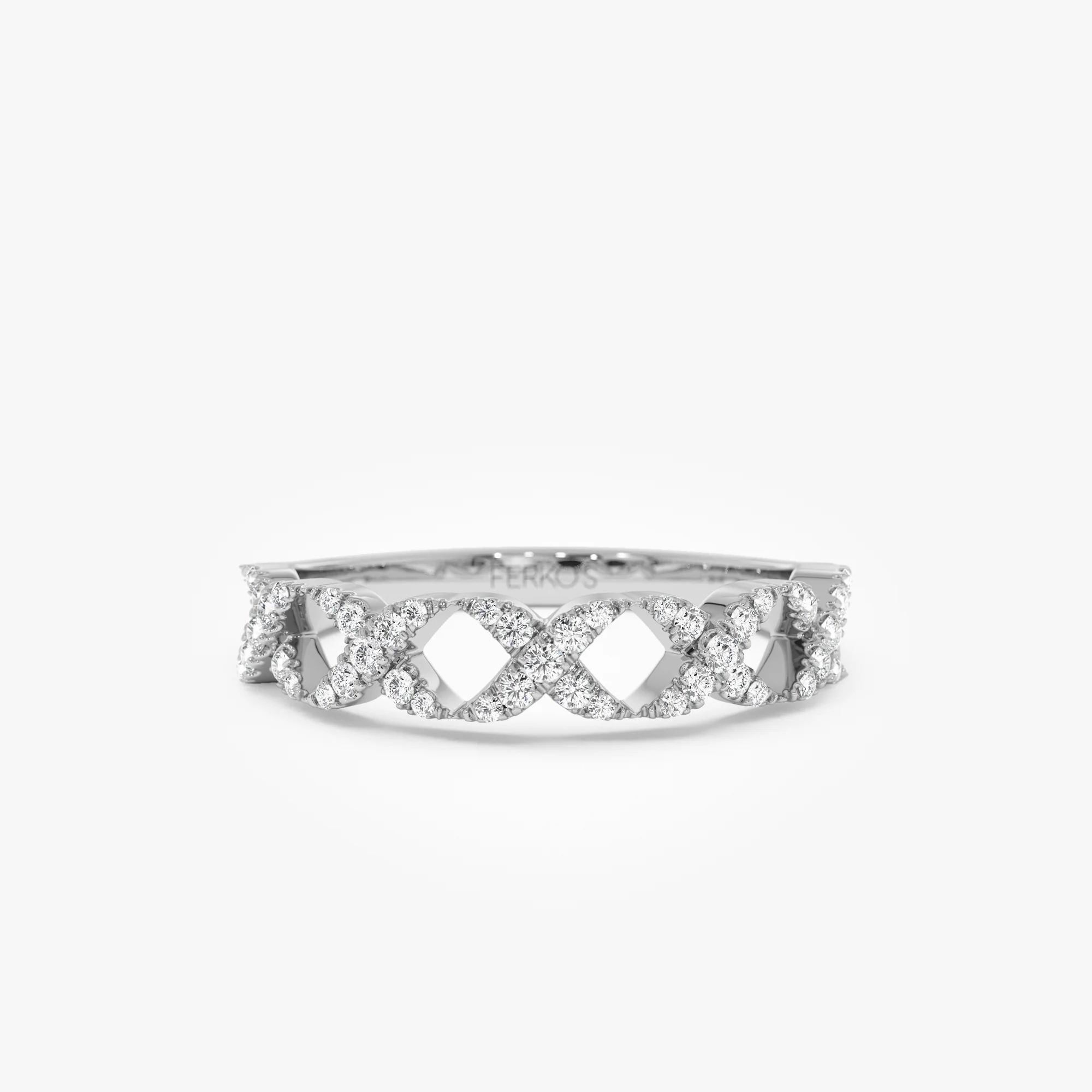 14k Pave Setting Round Diamond X Ring - Image 5