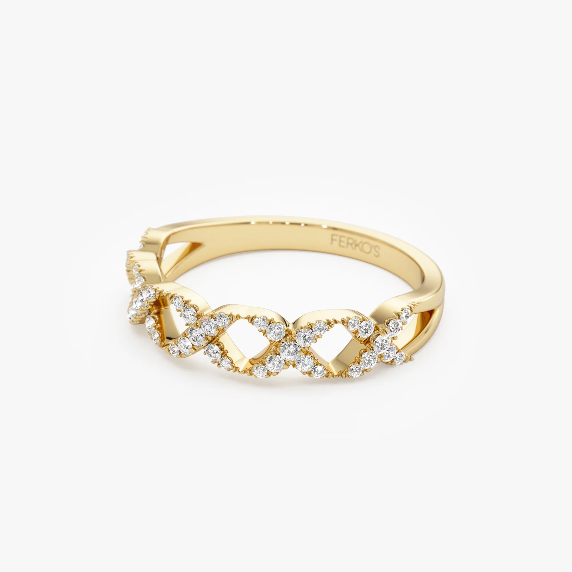 14k Pave Setting Round Diamond X Ring - Image 7