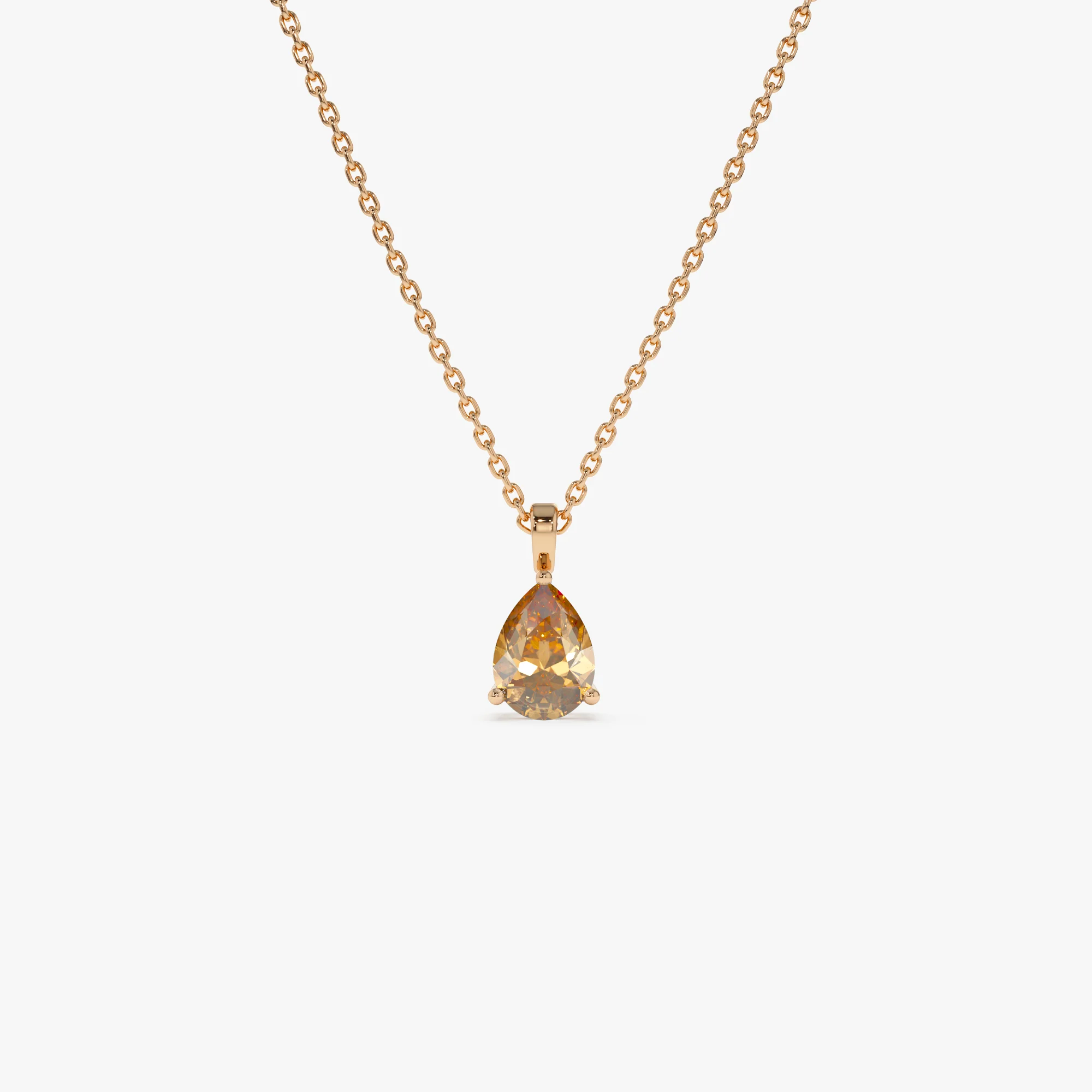 14k Pear Shape Citrine Solitaire Necklace - Image 6