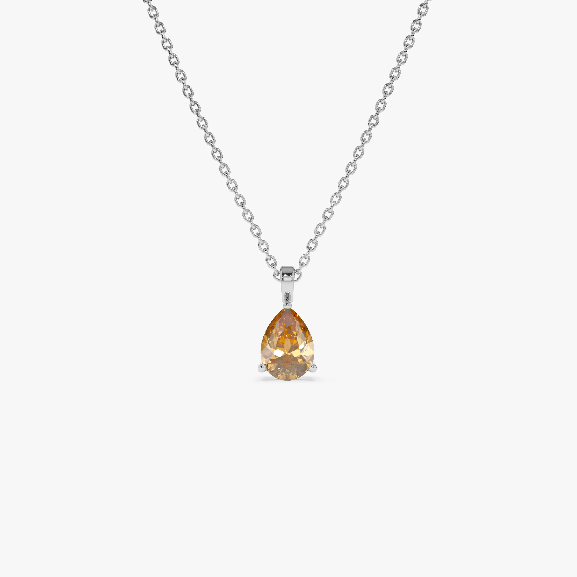 14k Pear Shape Citrine Solitaire Necklace - Image 7