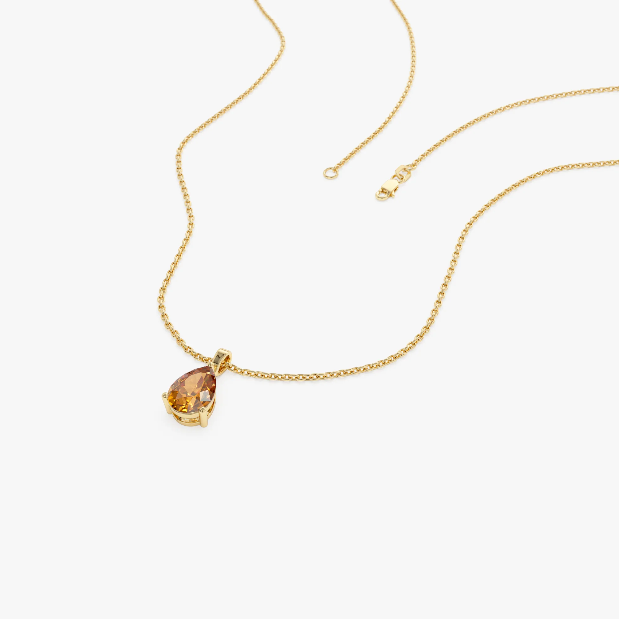 14k Pear Shape Citrine Solitaire Necklace - Image 8