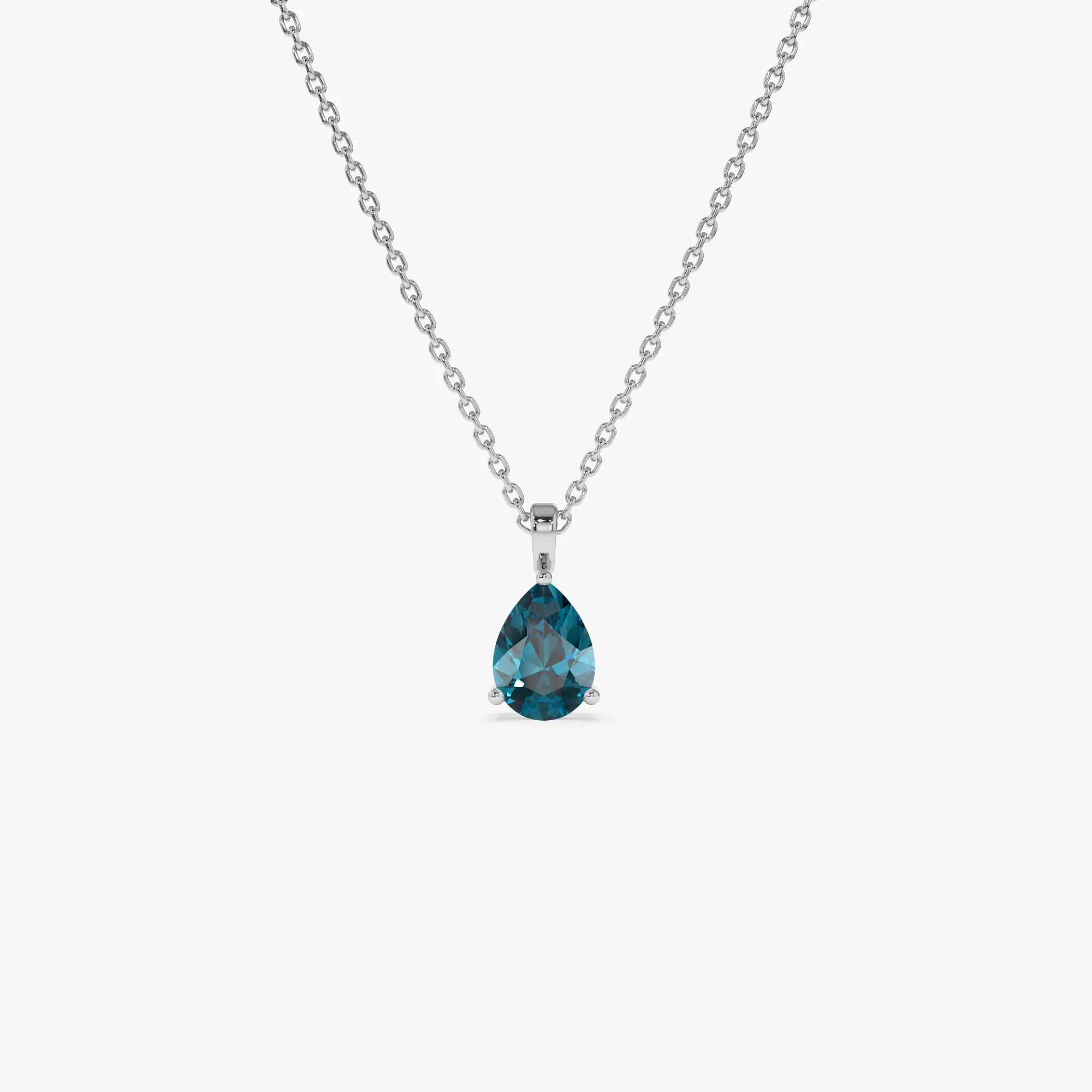 14k Pear Shape London Blue Topaz Solitaire Necklace - Image 6
