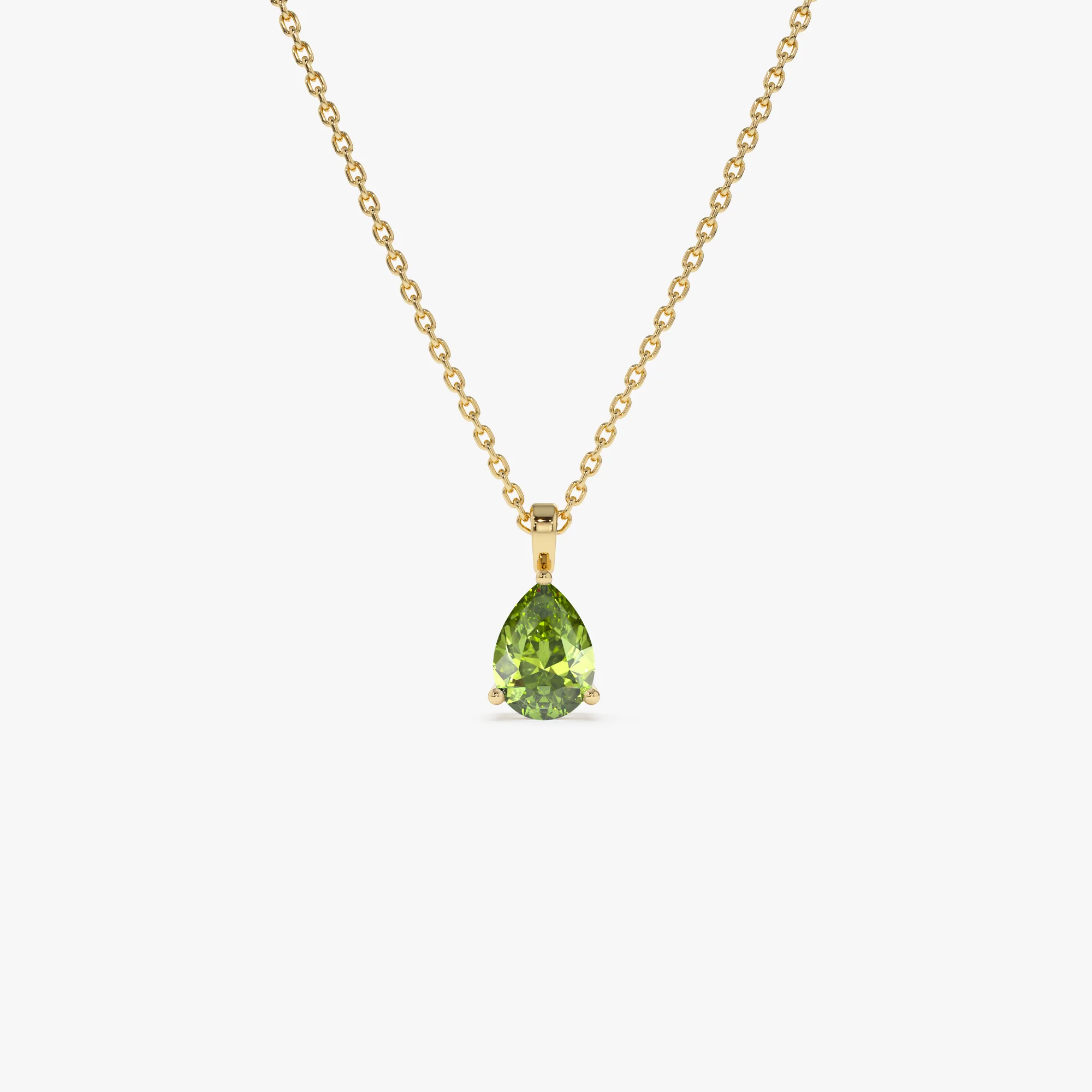 14k Pear Shape Peridot Solitaire Necklace