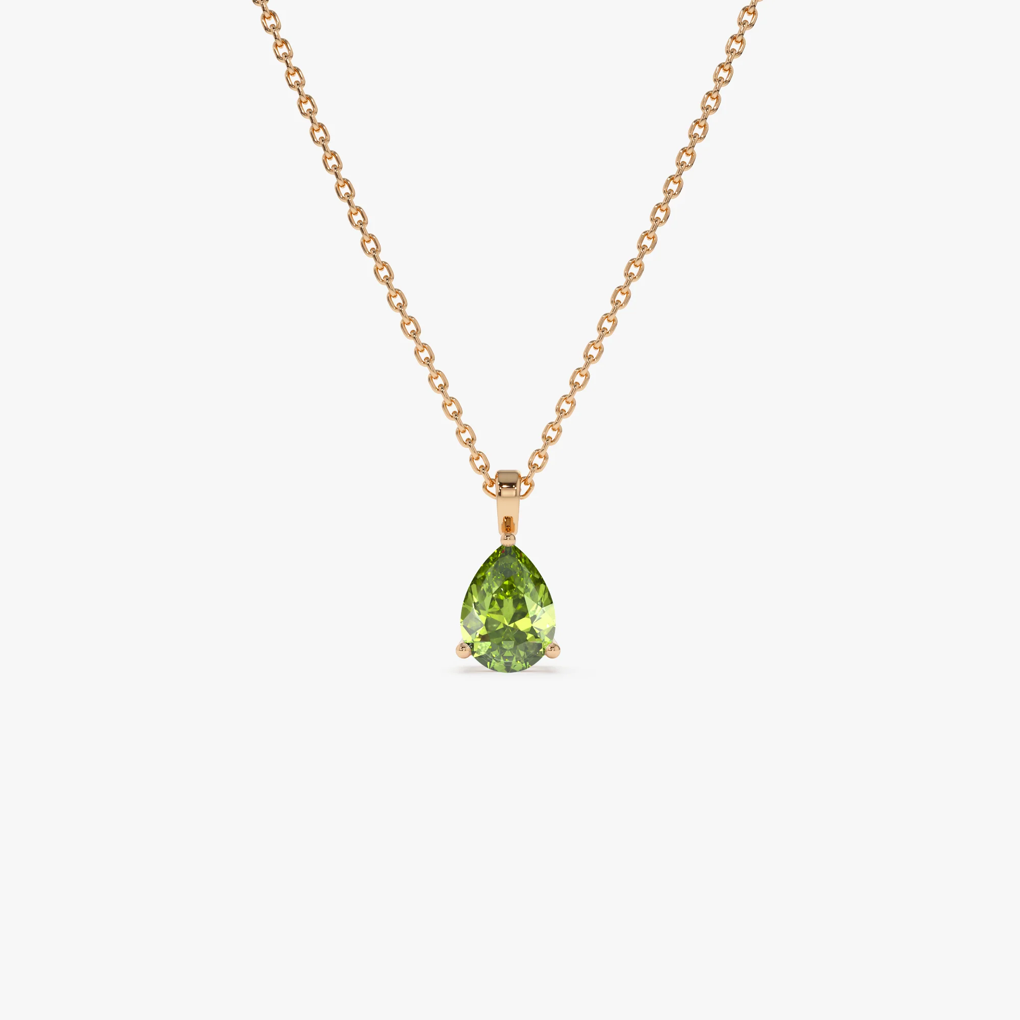 14k Pear Shape Peridot Solitaire Necklace - Image 5